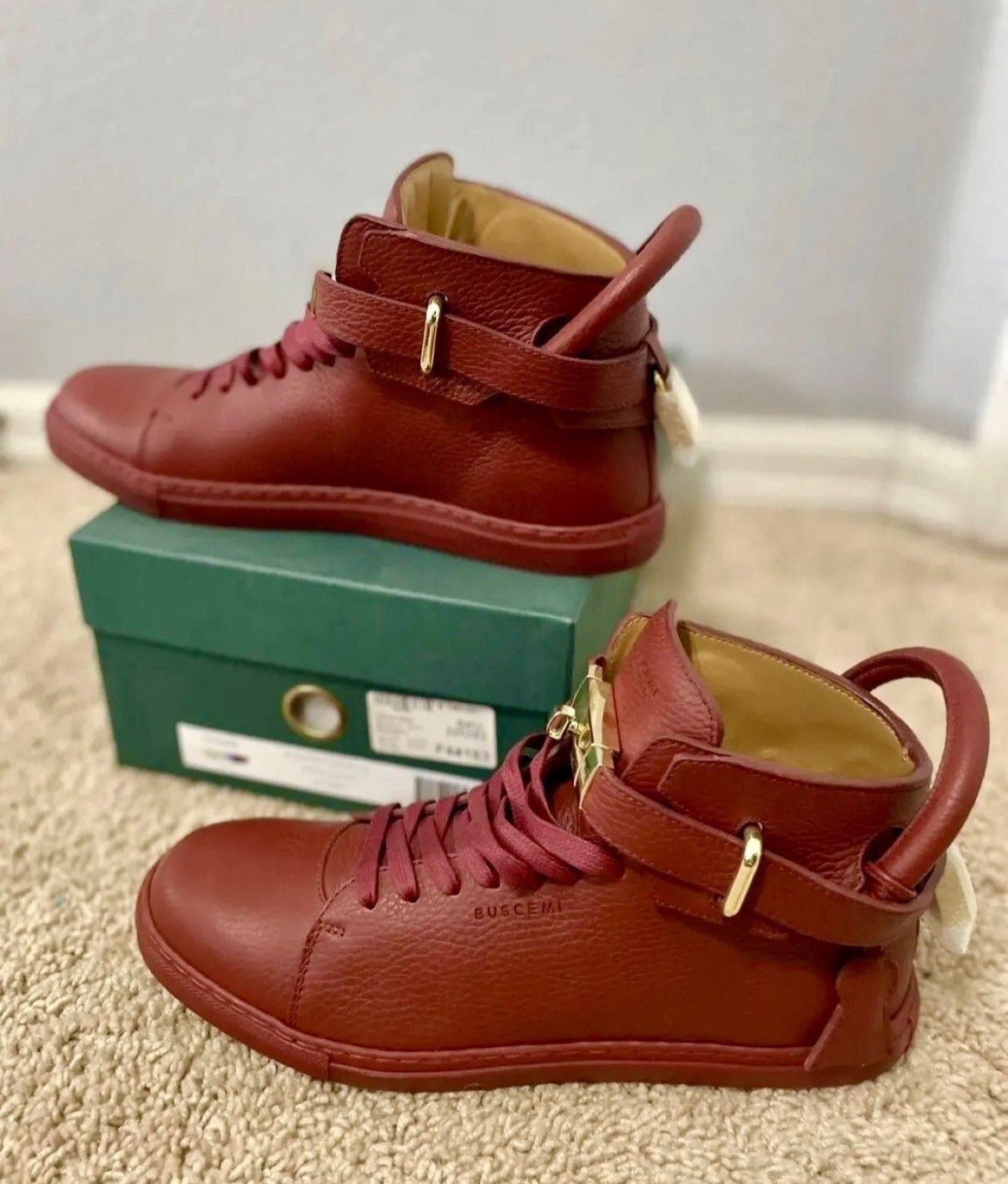 Buscemi Mens 100MM Red Leather Sneakers Shoes US 10 Uk43