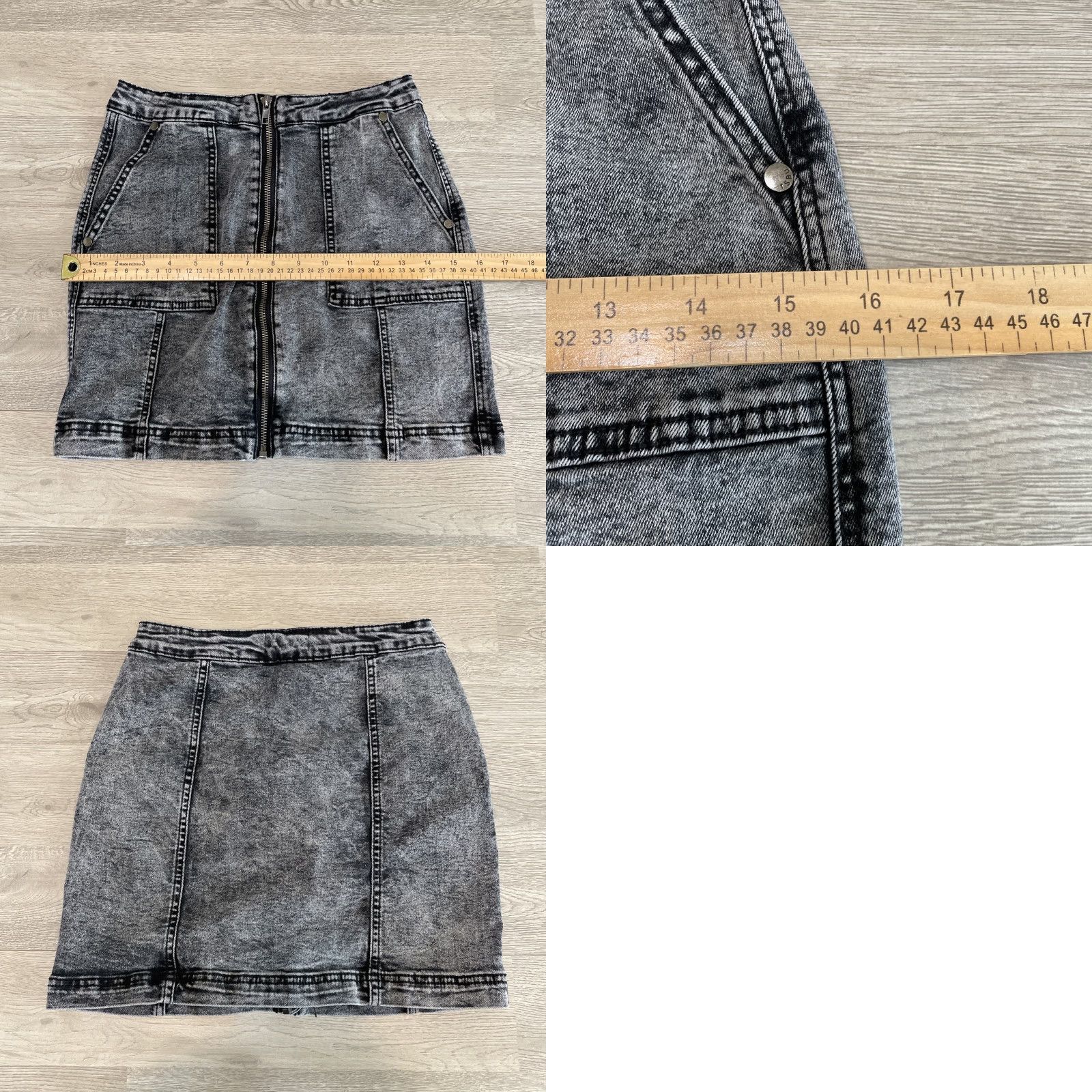 Denime VINTAGE The Style Between Us Denim Mini Skirt Black Size Medium Regular Women Size 32" / US 10 / IT 46 - 8 Thumbnail
