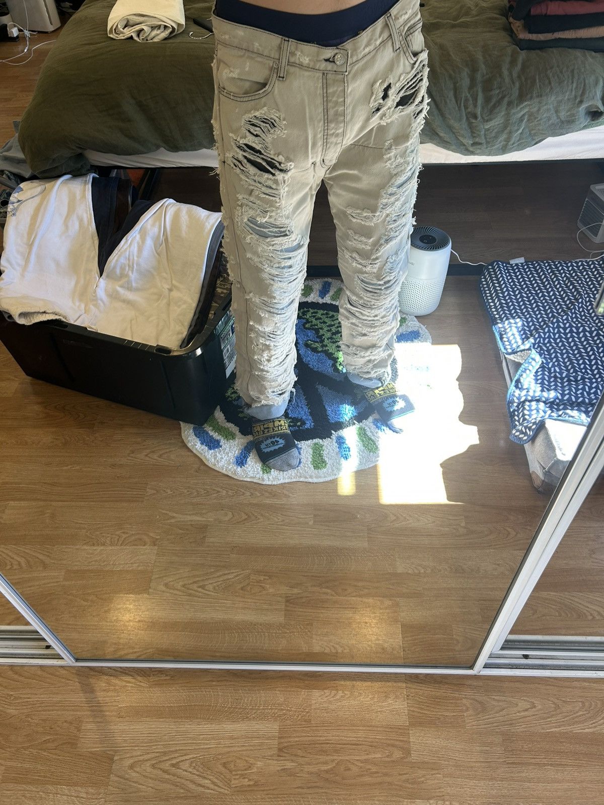 Siberia Hills Siberia hills torn jeans double layered sandgrey/blue Size US 34 / EU 50 - 7 Thumbnail