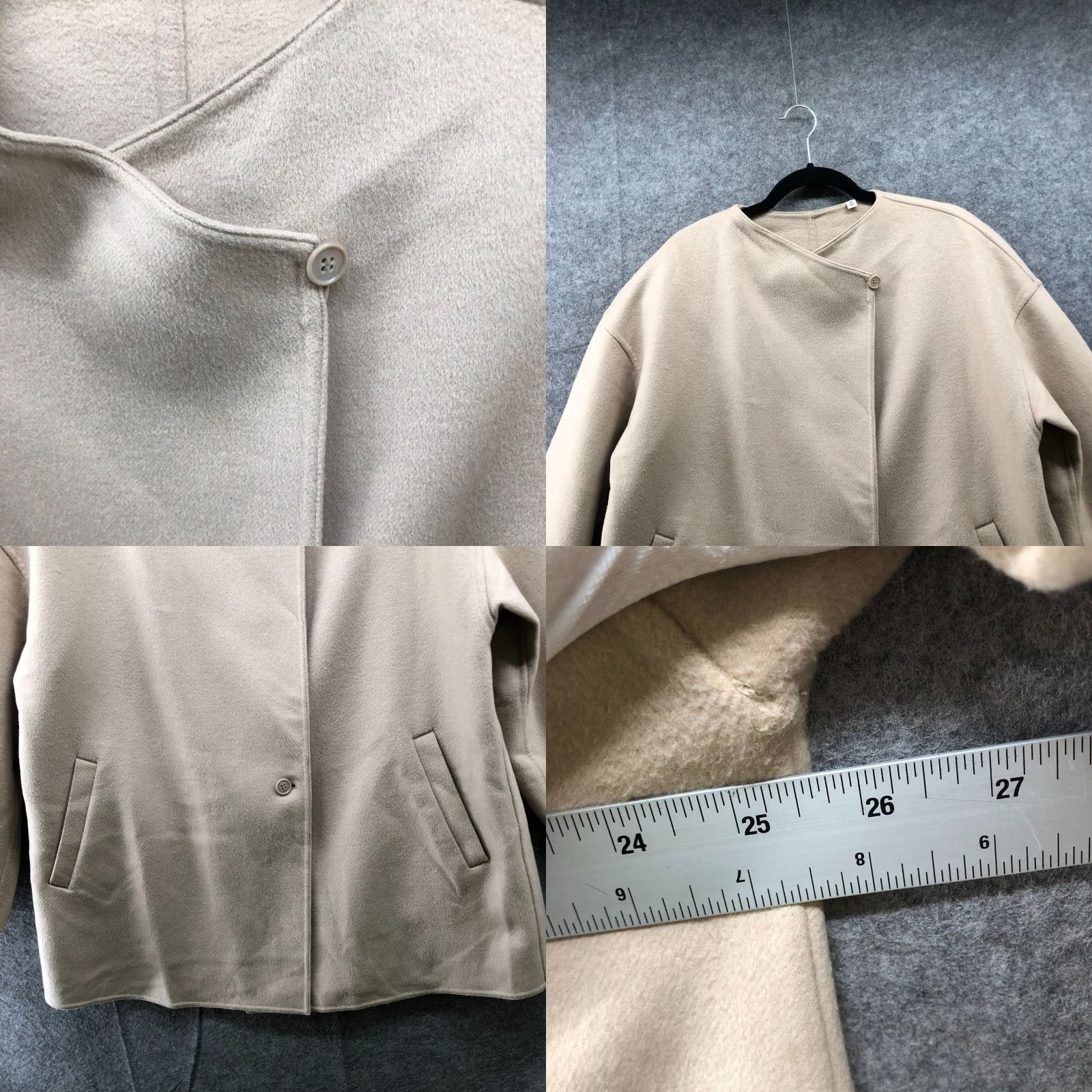 Uniqlo VINTAGE? Uniqlo Coat, Oversized Short Coat, Womens M, Beige, Wool Blend, Button, Fall Winter, Classic, Overcoat, Wool, Regular Size 32" / US 10 / IT 46 - 8 Thumbnail