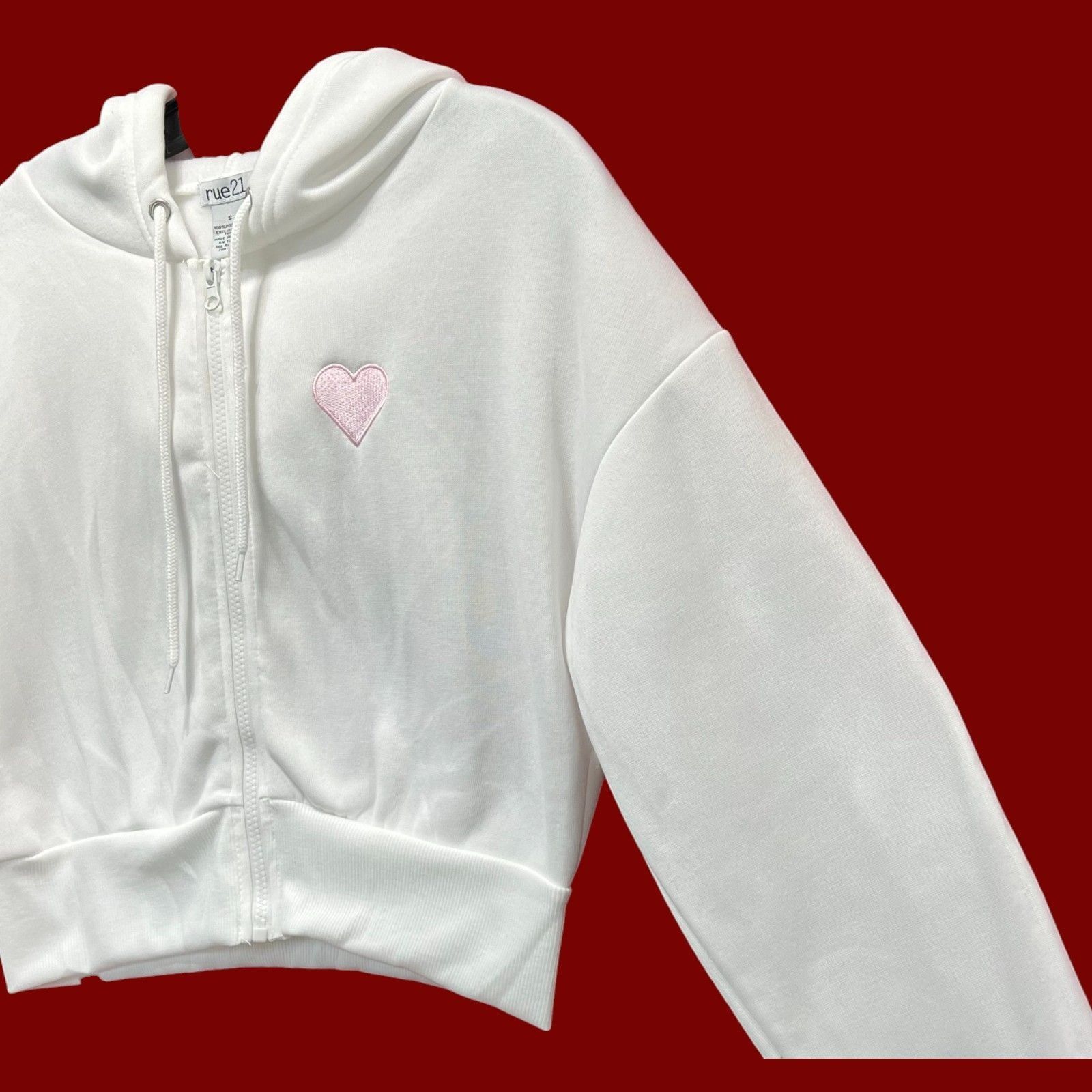 rue21 Rue 21 - Women's Long Sleeve Hooded Sweat Shirt - White - Sm Size S / US 4 / IT 40 - 14 Thumbnail