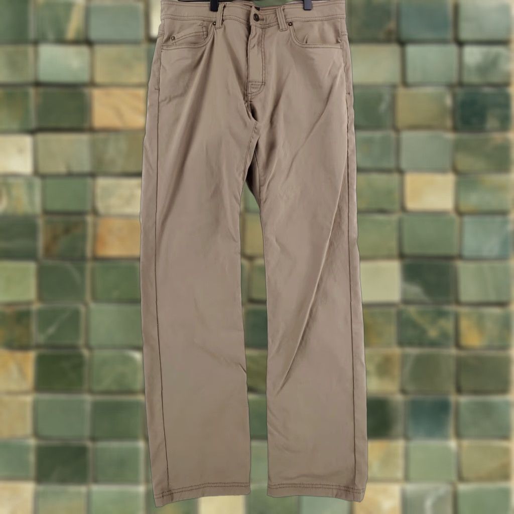 Prana prAna Brion Pants Hiking Performance Brown Mens 34 x 31 Inseam 31 Chino Pants Regular Mens Brown 34 Size US 34 / EU 50 - 1 Thumbnail
