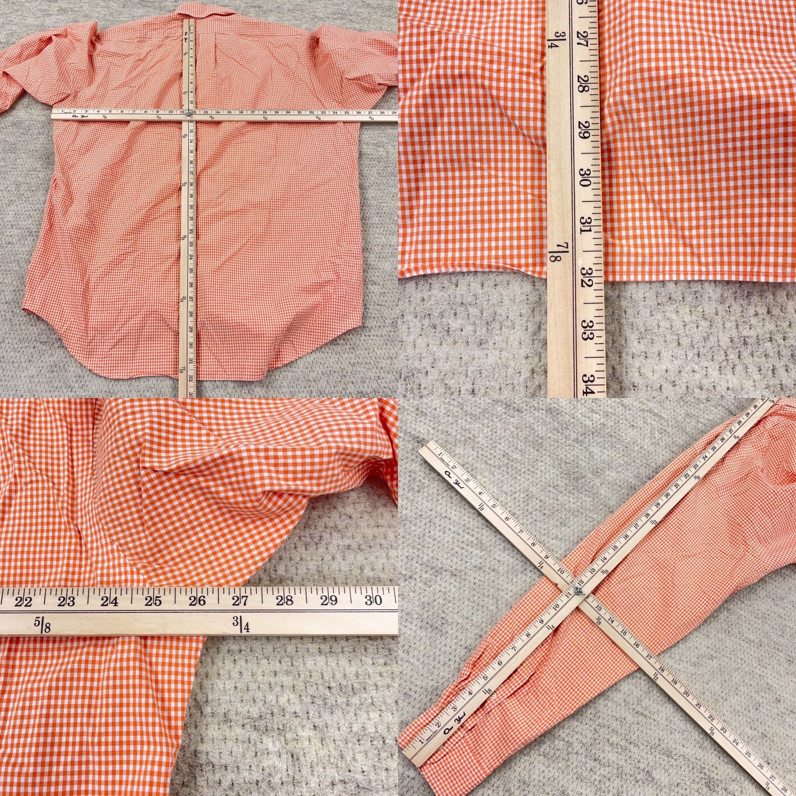 Ralph Lauren Ralph Lauren Shirt Men Large Orange Check Button-Up Polo Dress Tilden Golf Size 42R - 8 Thumbnail