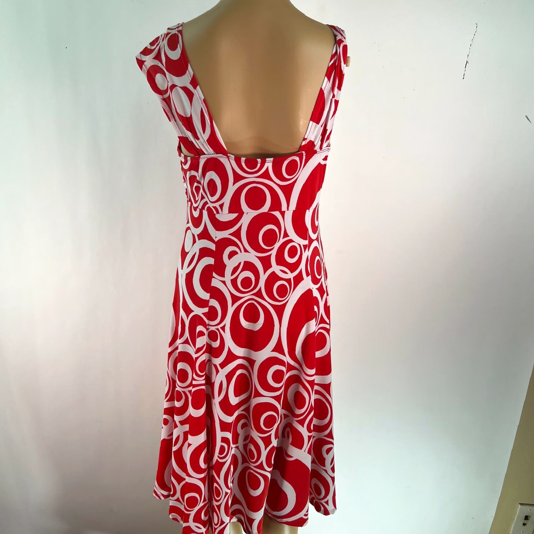 BREDA Stretch Red A-Line Dress Womens Geometric Sweetheart Neckline Sleeveless Size 0, 92% Polyester 8% Spandex, Pullover, Regular fit Size XS / US 0-2 / IT 36-38 - 2 Thumbnail