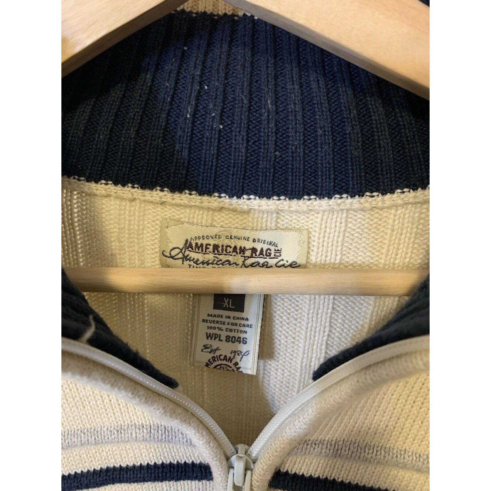 American Rag AMERICAN RAG Cue Men's Sz XL 1/4 Zip Sweater Cream Brown 100 Size US XL / EU 56 / 4 - 2 Thumbnail