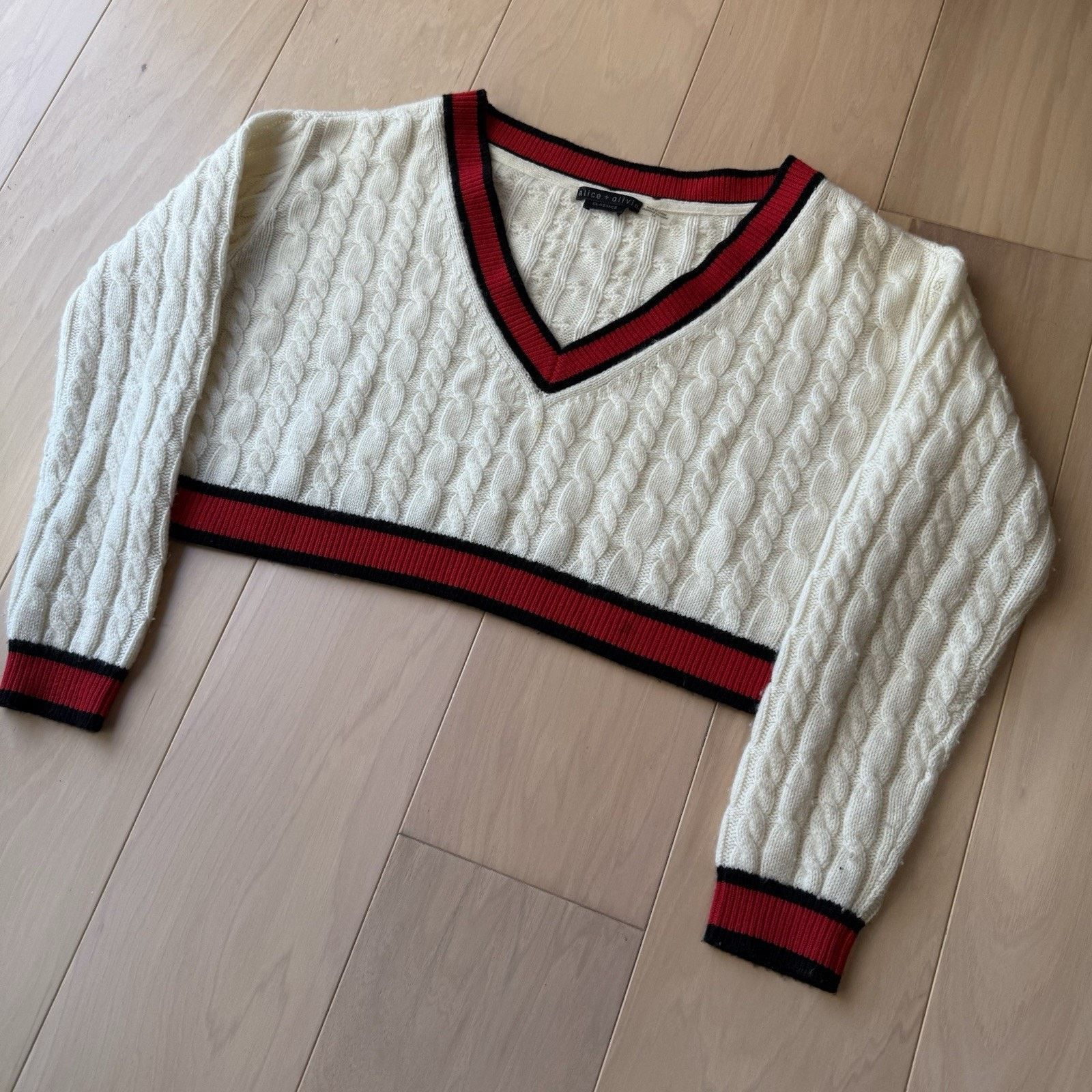 Alice + Olivia Alice Olivia Cable Knit Sweater Women's S Multicolor Size S / US 4 / IT 40 - 10 Thumbnail