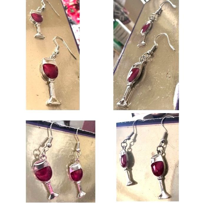 Handmade Red Wine Glass Earrings Merlot Cabernet Pinot NoirCocktails Size ONE SIZE - 7 Thumbnail