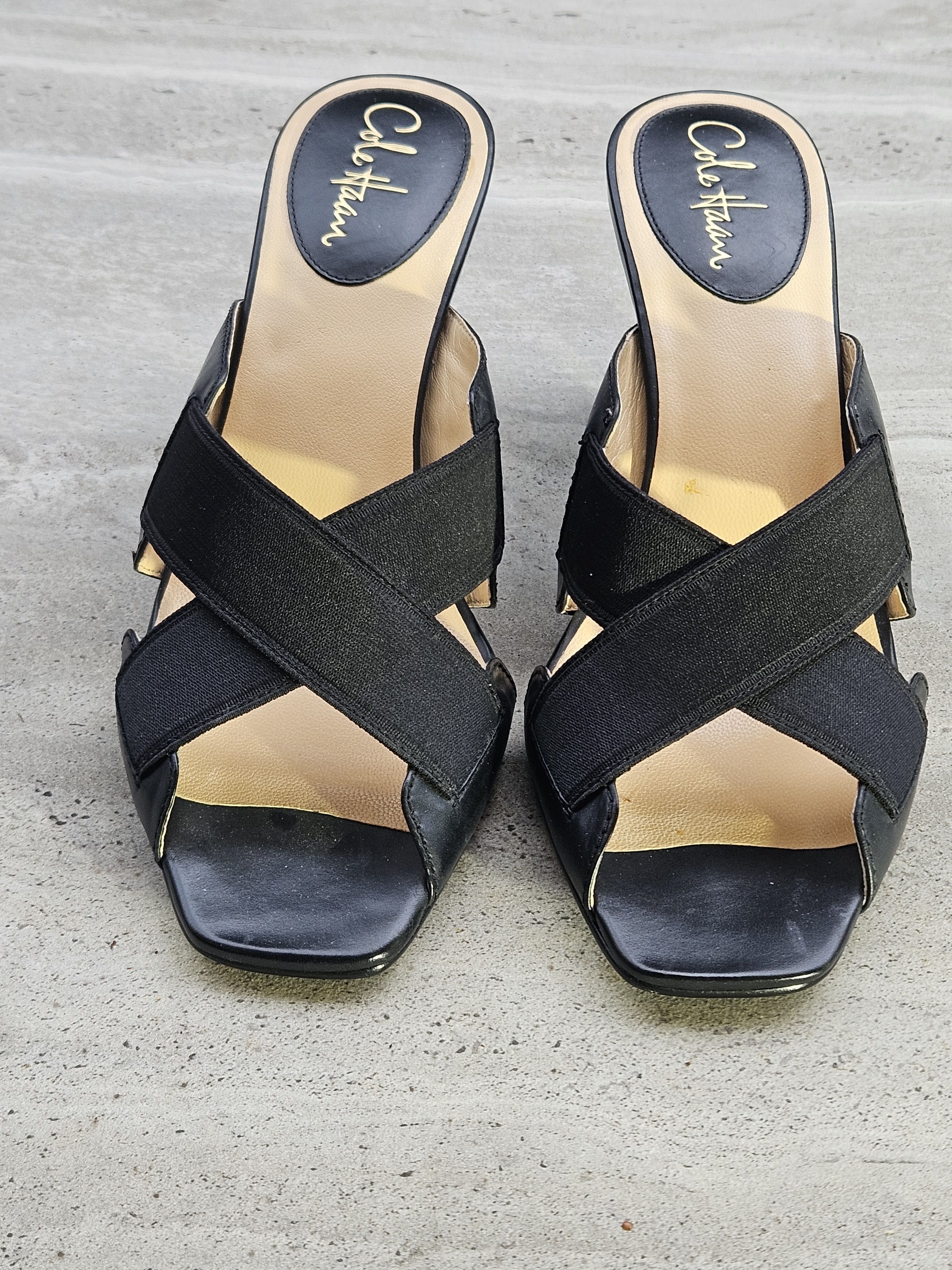 Cole Haan Cole Haan Black Leather Stretch Strap Heels Size 10B Italy Size US 10 / IT 40 - 2 Thumbnail