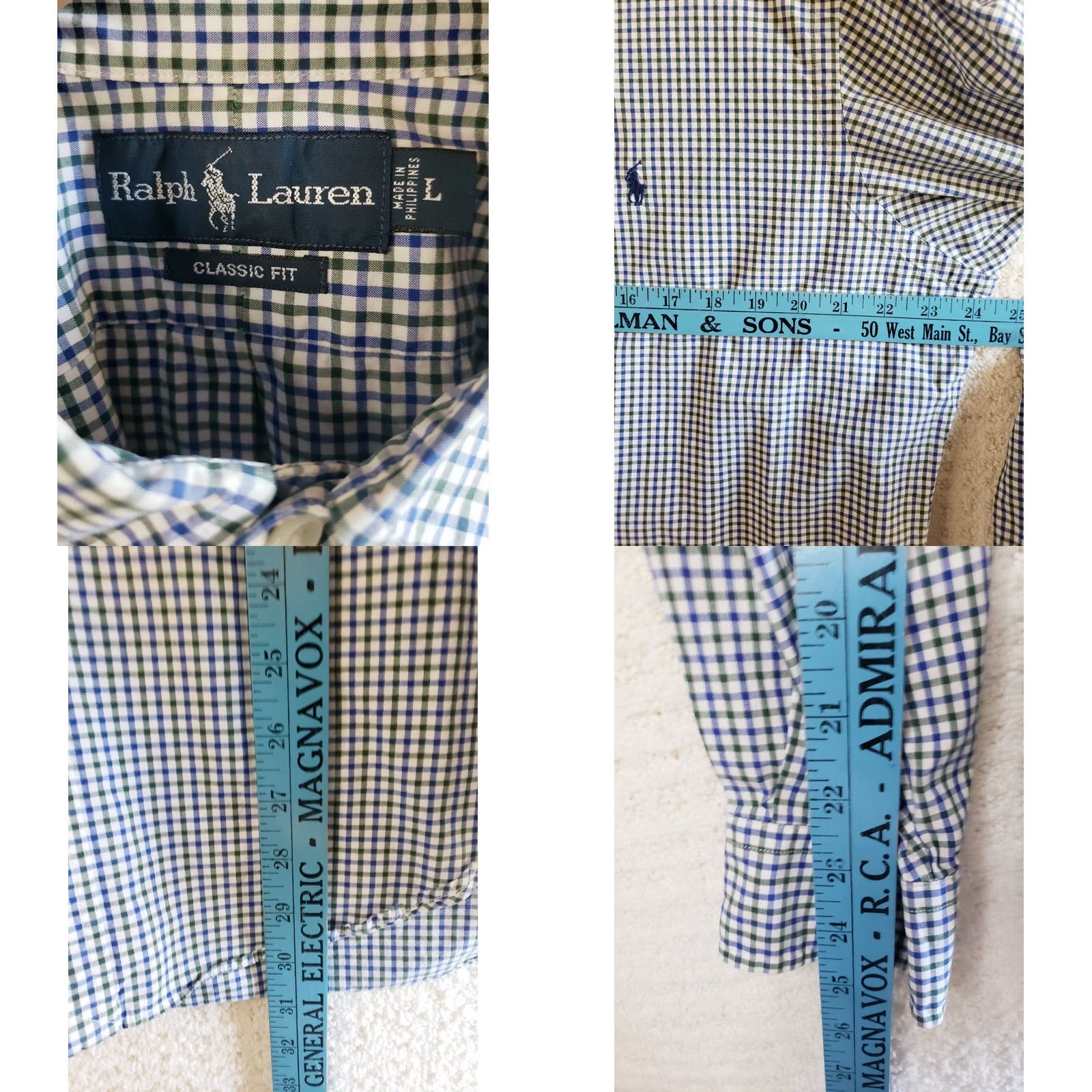 Ralph Lauren Ralph Lauren Button Up Shirt Mens L Classic Fit Blue Green Check Long Sleeve Size US L / EU 52-54 / 3 - 8 Thumbnail