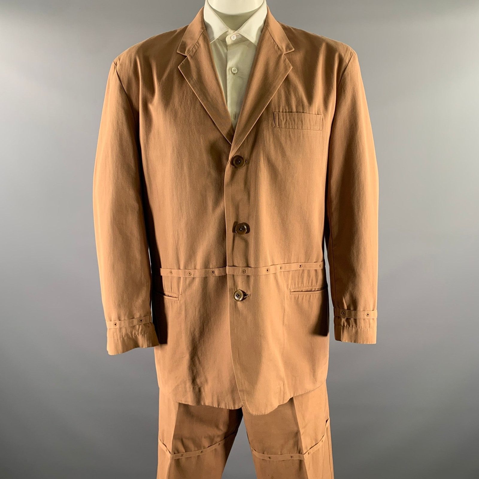 Yohji Yamamoto YOHJI YAMAMOTO Chest Size 50 Tan Cotton 40 33 Suit Size 50R - 1 Thumbnail