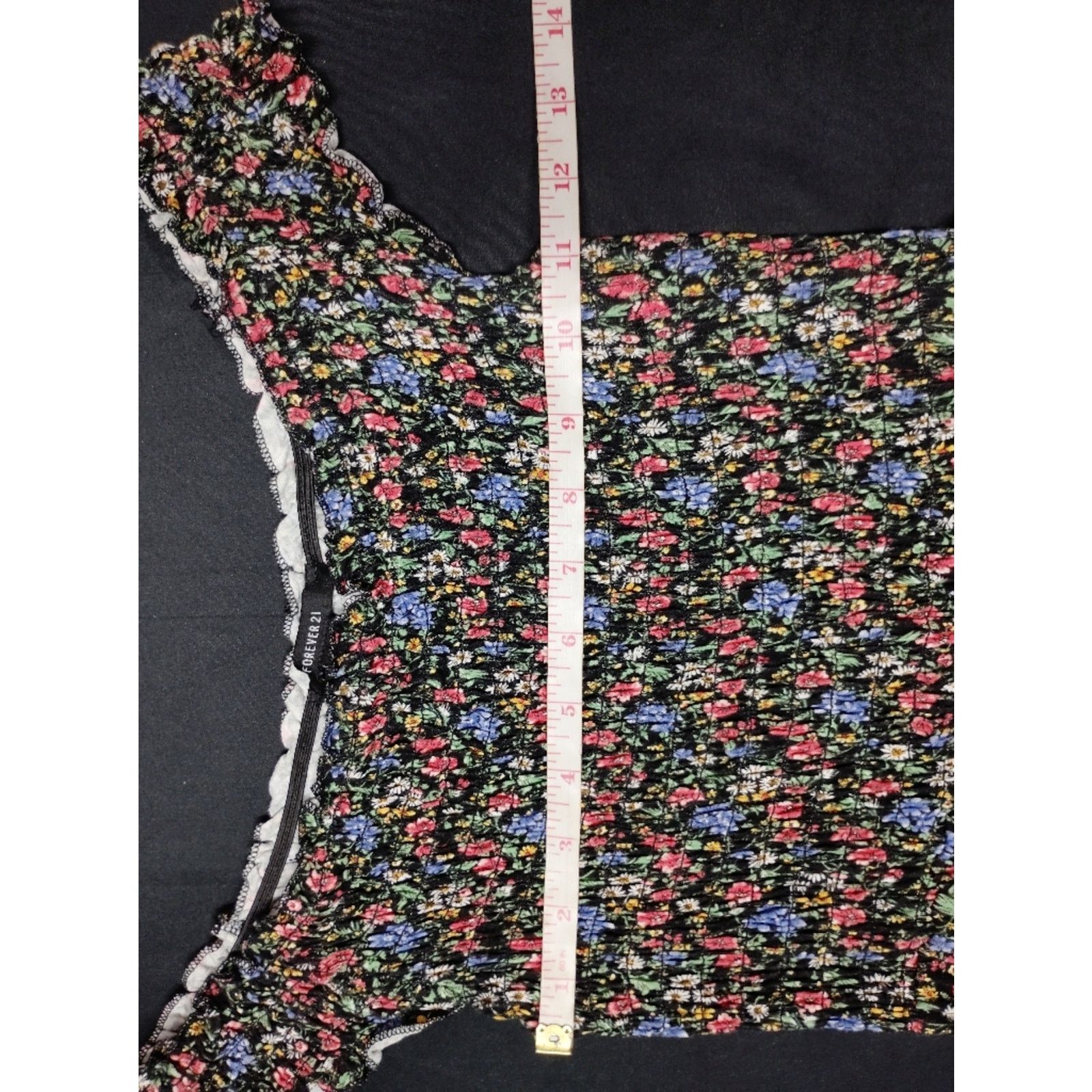Forever 21 Forever 21 Black Smocked Dress with Pastel Floral Accents Size S / US 4 / IT 40 - 4 Thumbnail