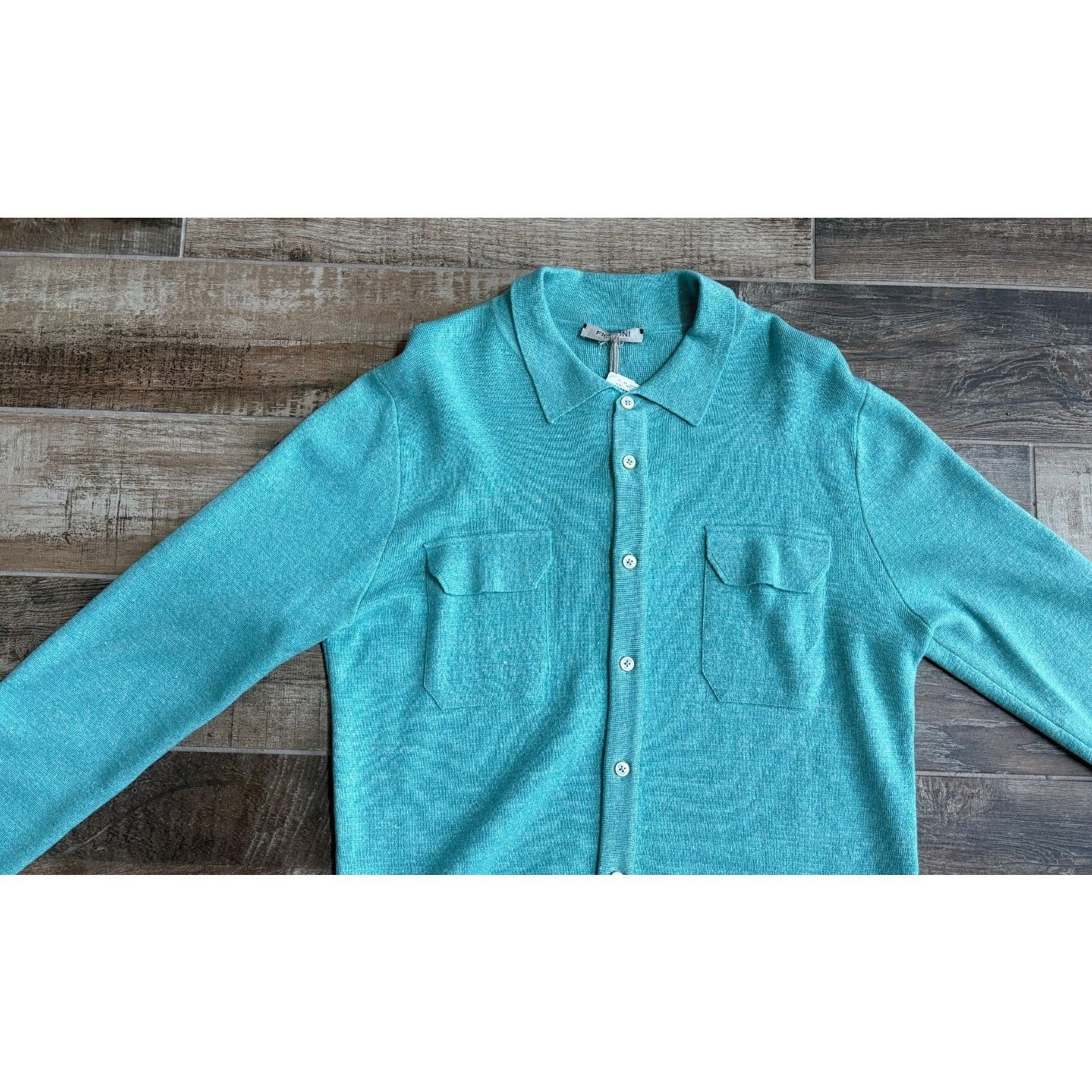 Other $1895 NWT Fioroni Cashmere Shirt Jacket Teal Overshirt 50(M) Size US M / EU 48-50 / 2 - 5 Thumbnail