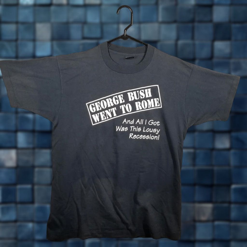 Vintage VINTAGE George Bush Went To Rome Shirt Mens XL Black Screen Stars Best 1990-1991 Size US XL / EU 56 / 4 - 1 Thumbnail