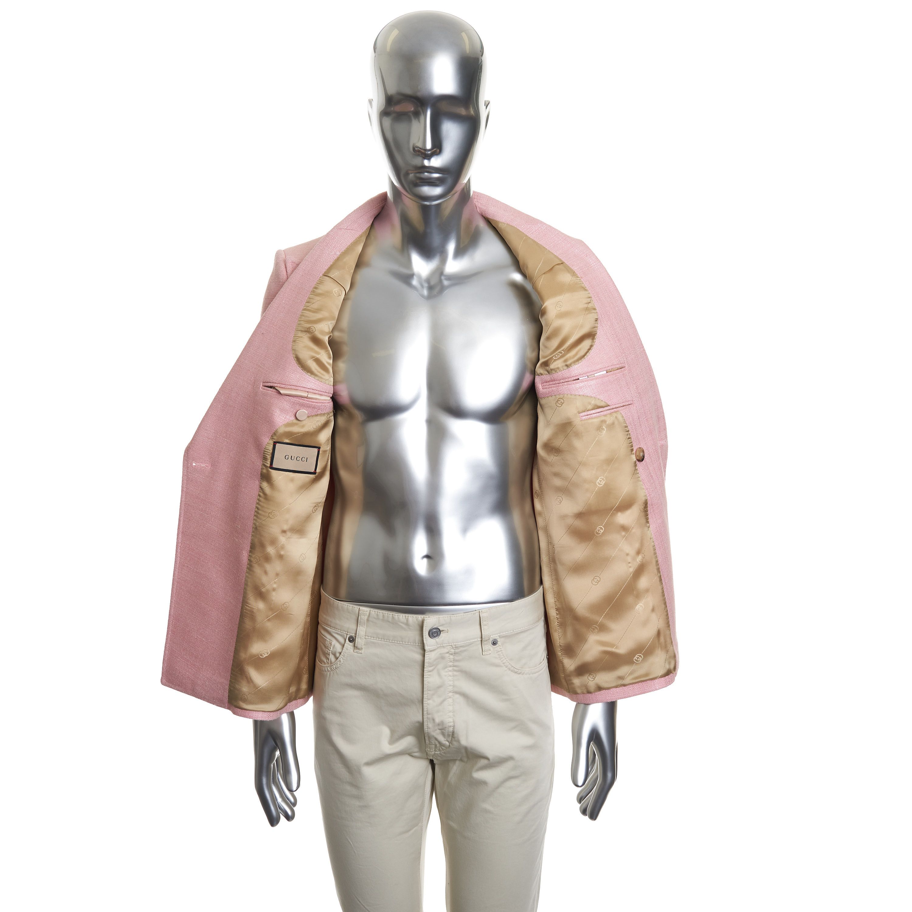 Gucci Double Breasted Blazer Jacket In Pink Bourette Silk Size 36R - 10 Thumbnail