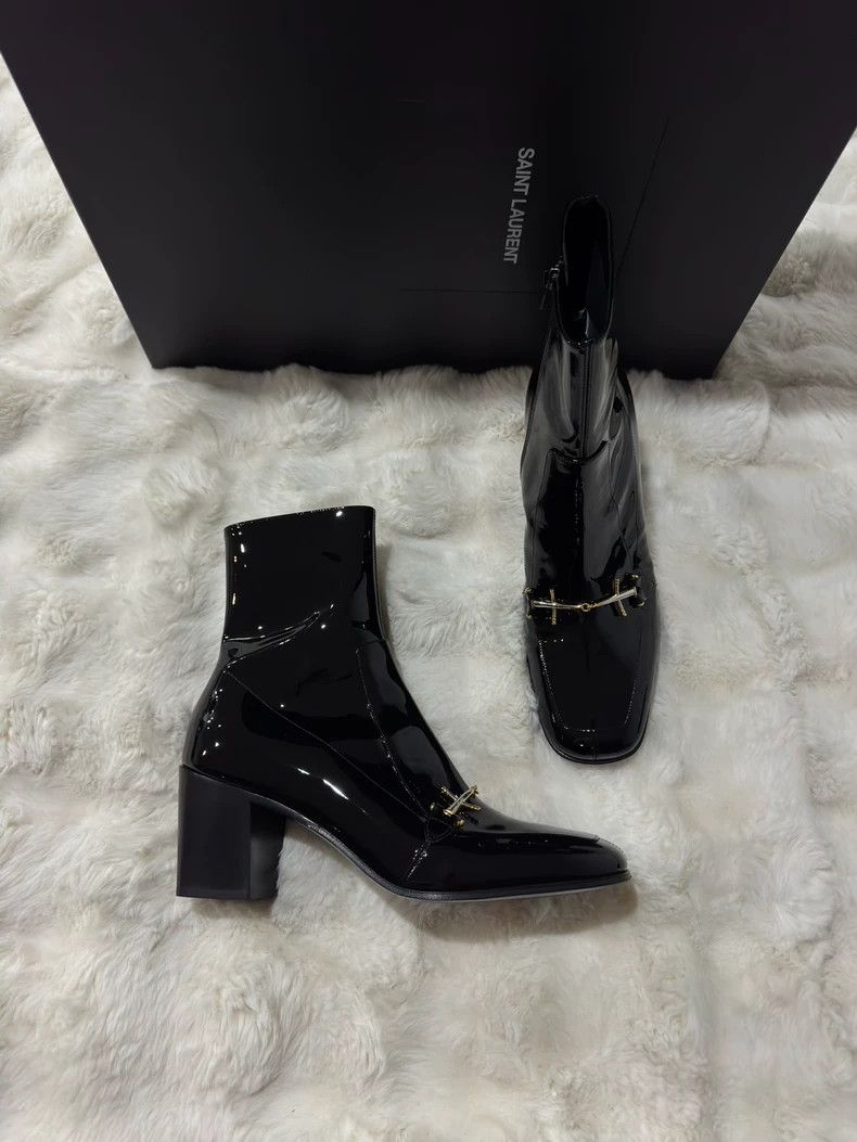 Saint Laurent Paris Saint Laurent Paris Black gold men's boots leather boots Size US 9 / EU 42 - 1 Thumbnail