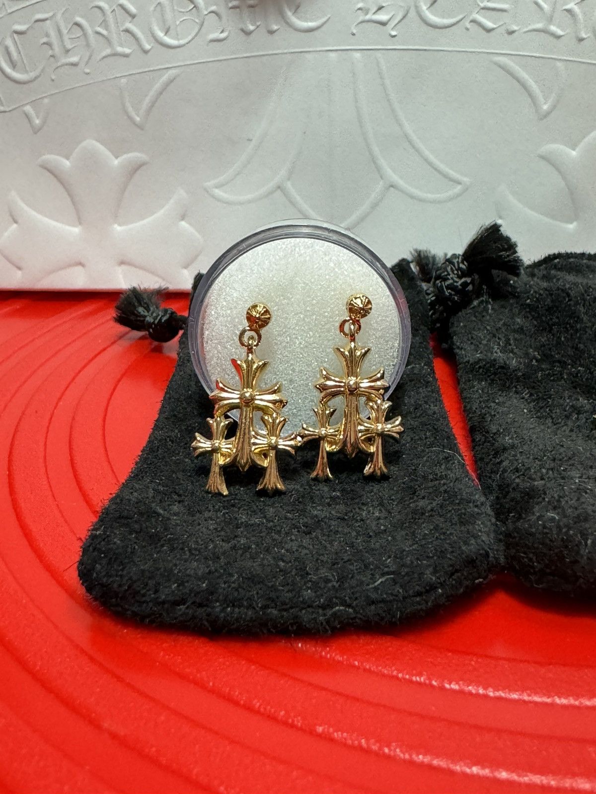 Chrome Hearts Chrome Hearts Triple Cross Earrings Gold Size ONE SIZE - 4 Thumbnail