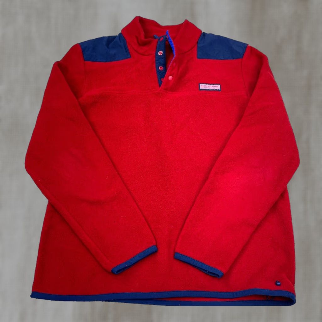 Vineyard Vines Vineyard Vines Sweater Men L Red Fleece Mock Neck Pullover Zip Button Logo Embroidered Classic Preppy Sports Mens Size US L / EU 52-54 / 3 - 1 Thumbnail