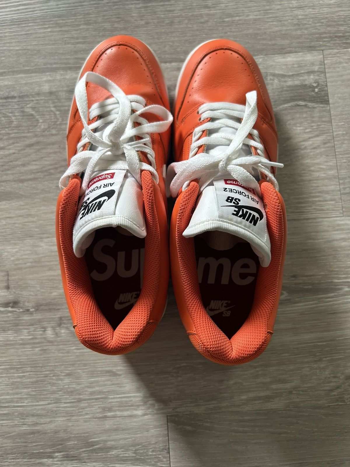Nike × Supreme Supreme/Nike SB AF2 Low Orange/White Size US 9 / EU 42 - 3 Thumbnail