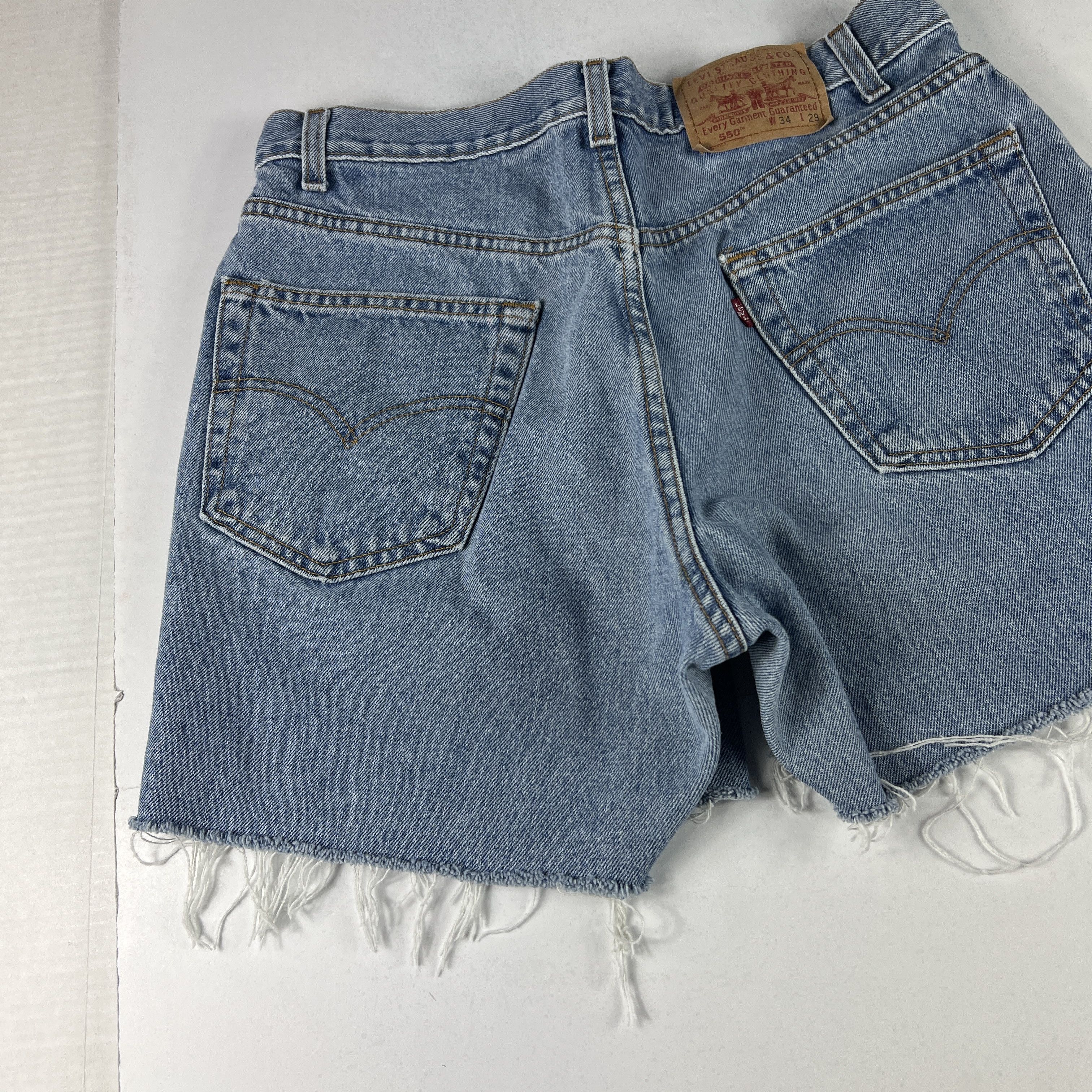 Levi's × Vintage Y2K` Levi's Jean Shorts 550 Faded Cut Off Cotton Denim Jorts Size US 34 / EU 50 - 8 Thumbnail