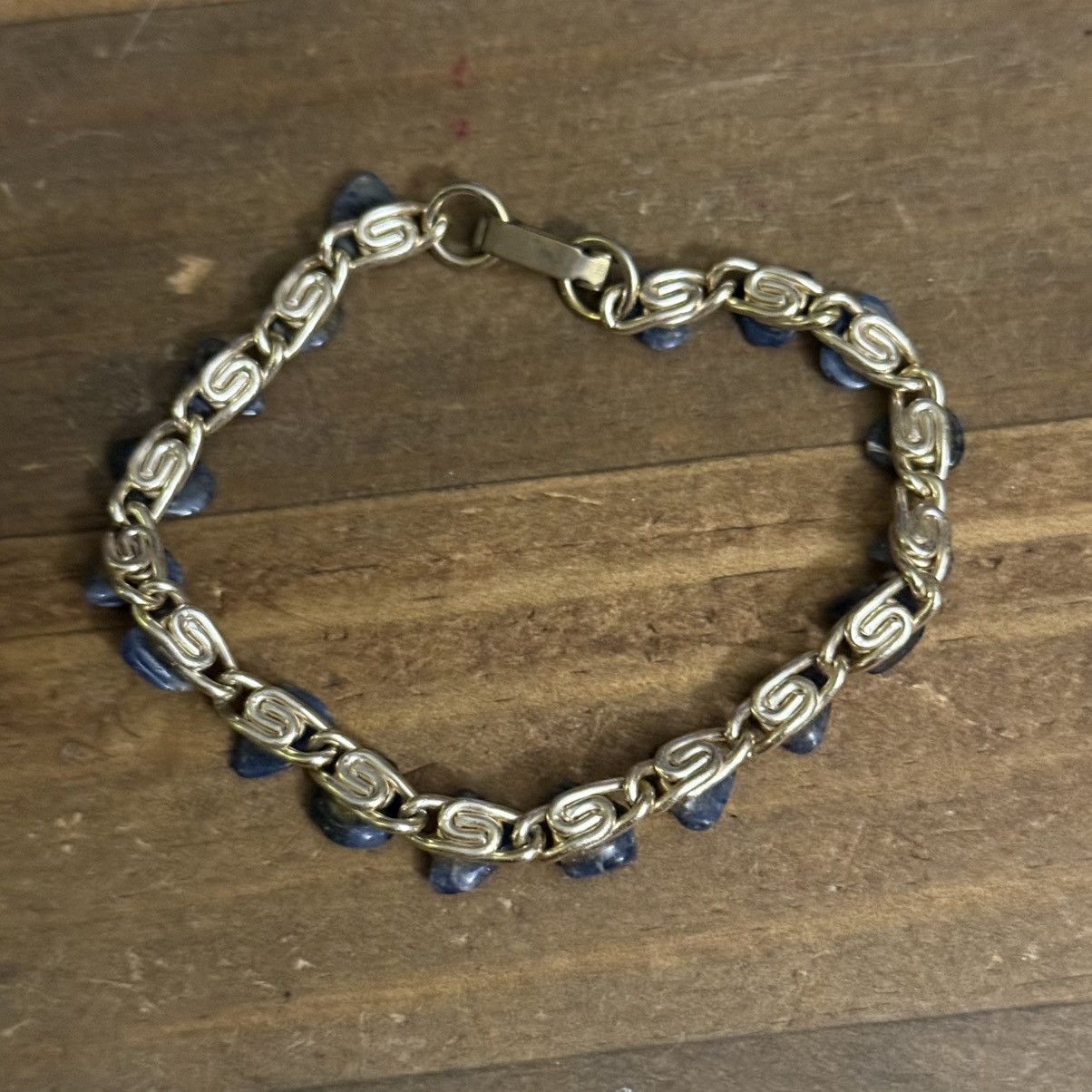 Vintage Vintage gold tone Sodalite link chain bracelet Size ONE SIZE - 5 Thumbnail
