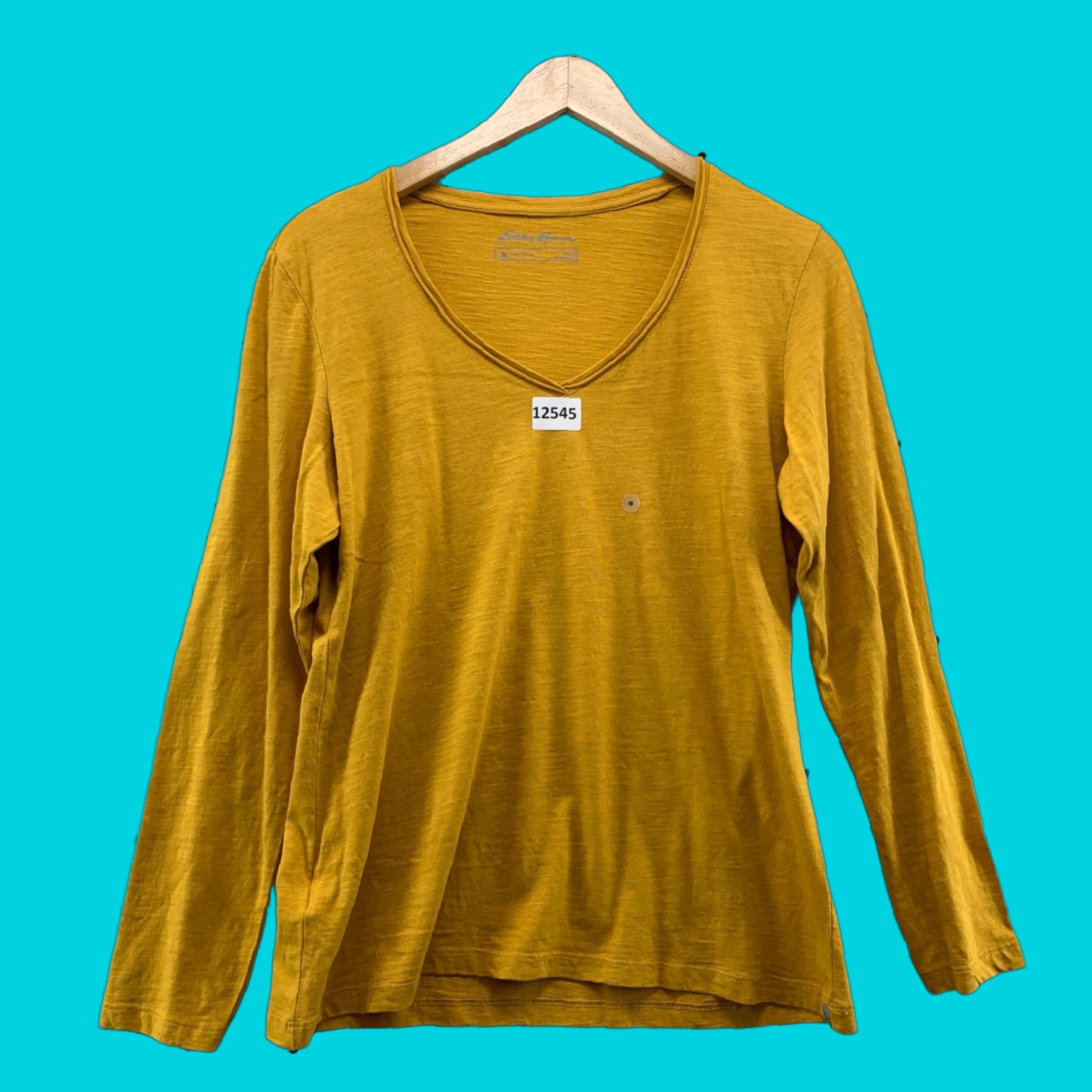 Eddie Bauer Eddie Bauer Womens Lightweight Tan V-Neck Blouse NWT Size Womens Small Crewneck Shirt Size S / US 4 / IT 40 - 1 Thumbnail