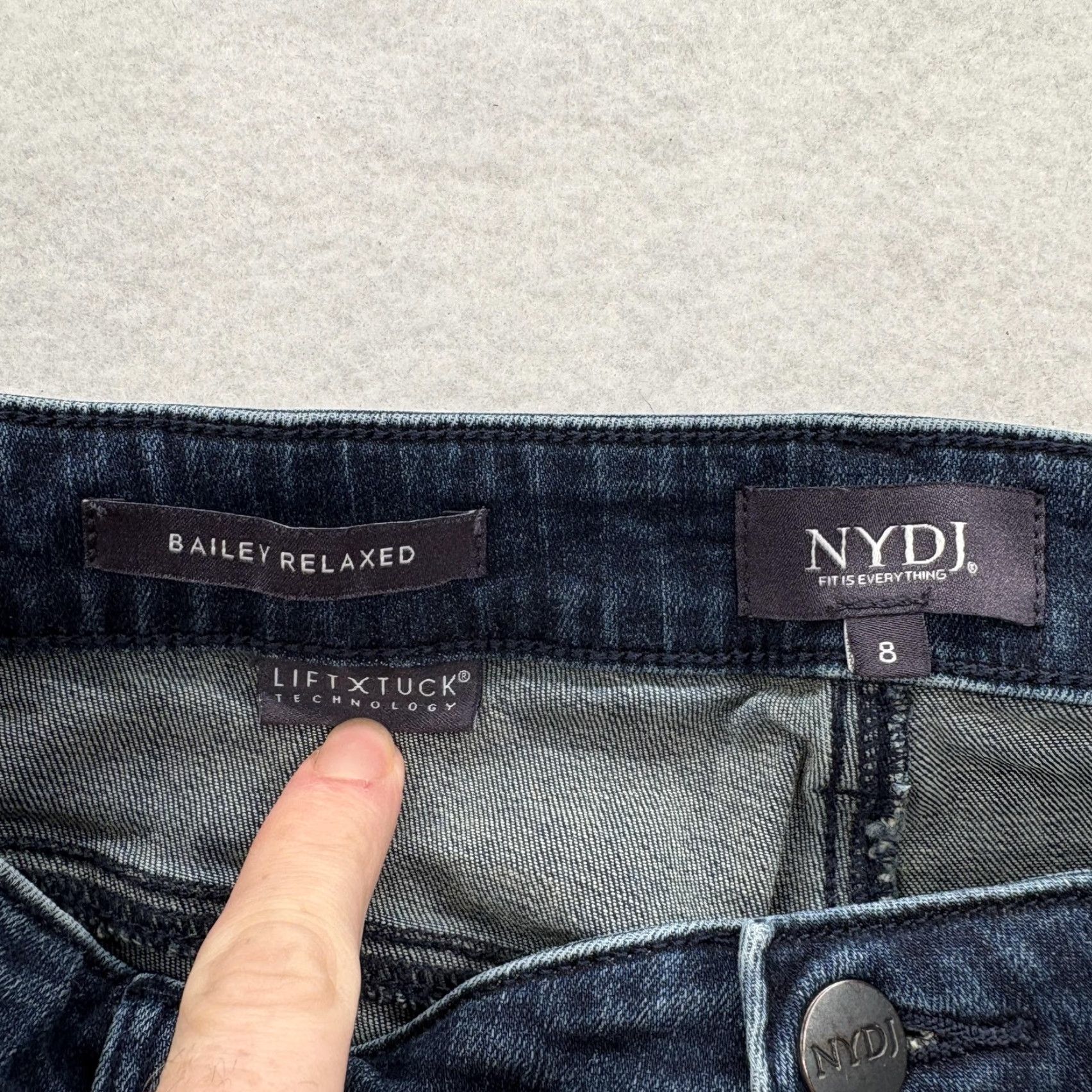 NYDJ NYDJ Bailey Relaxed Jeans Womens 8 Blue Dark Wash Denim Stretch Straight Leg Size 30" / US 8 / IT 44 - 4 Thumbnail