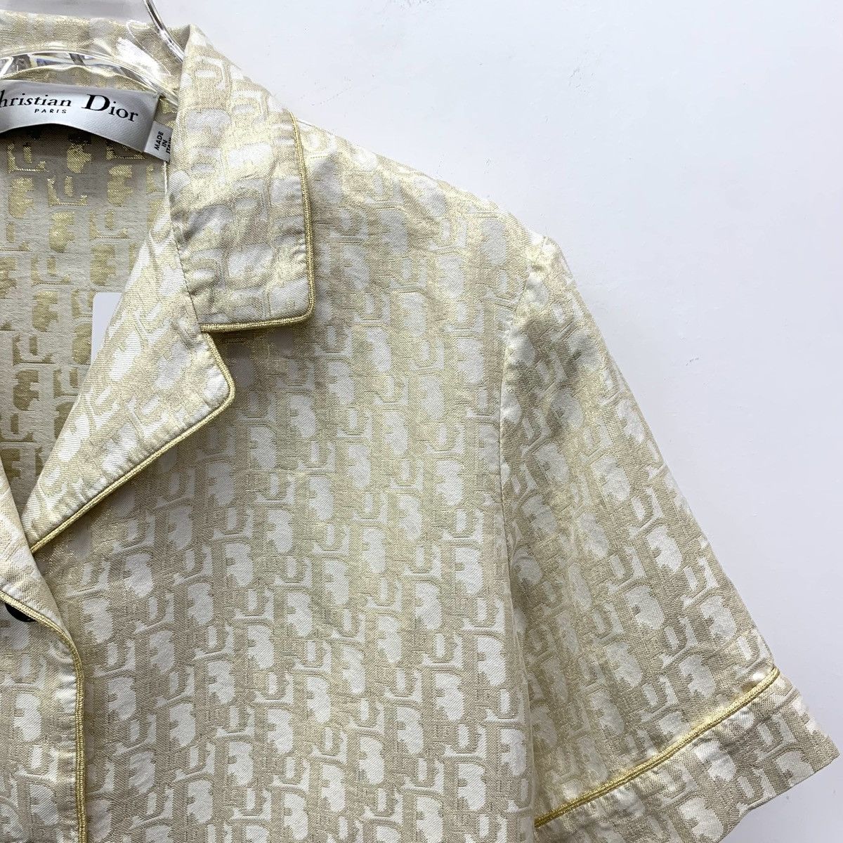 Dior Dior Gold Logo Jacquard Full Print Mulberry Silk Shirt Size XS / US 0-2 / IT 36-38 - 3 Thumbnail