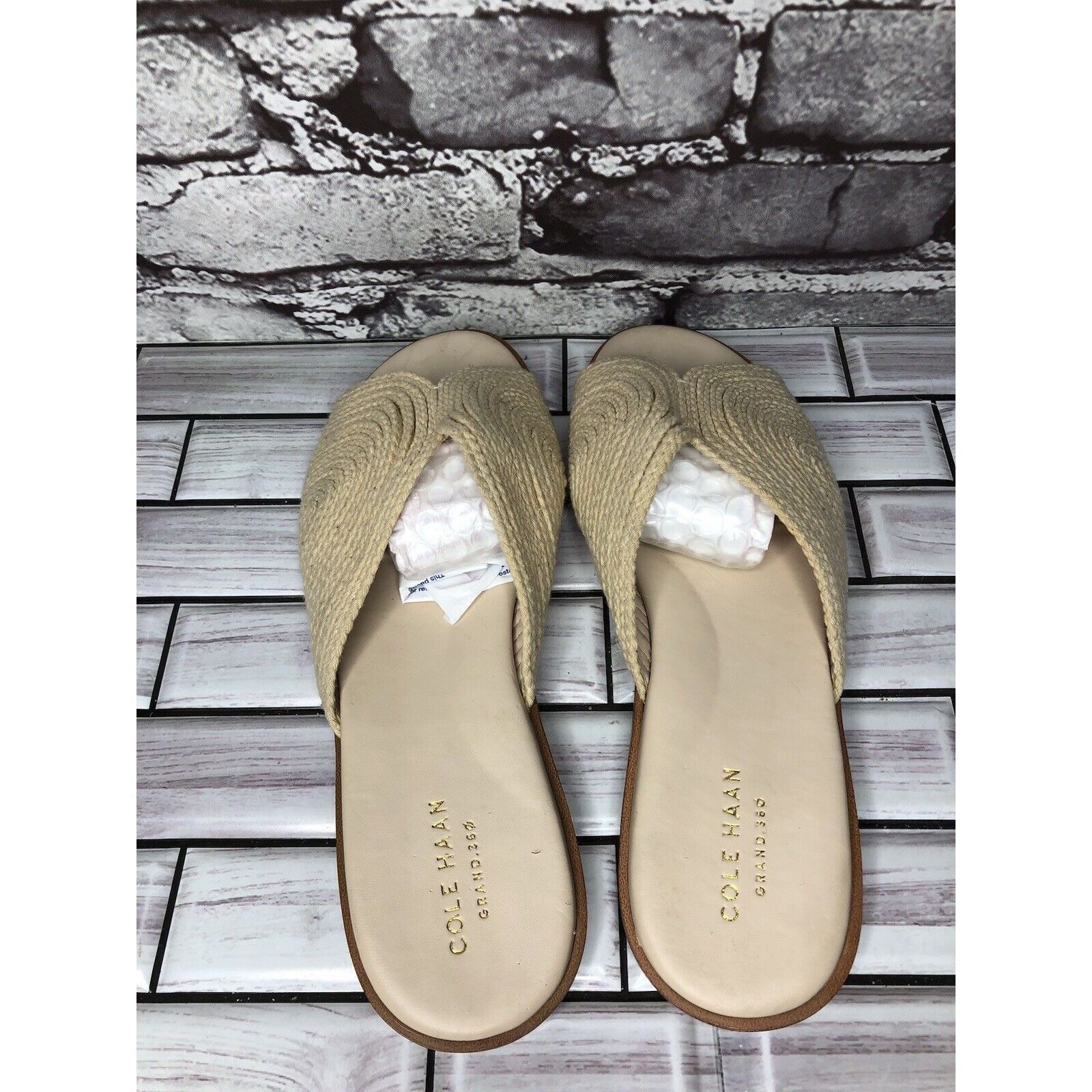 Cole Haan Cole Haan Grand Os Beige Cream Fabric Slides Sandals Women S Size US 8 / IT 38 - 4 Thumbnail