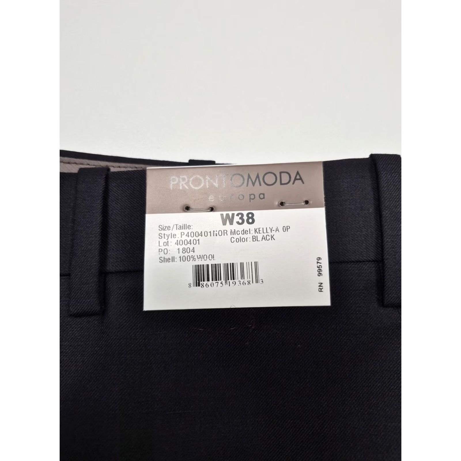 Pronto Uomo Prontomoda Dress Pants Mens 38x36 Black Wool Super 140s Flat Front Unhemmed NWT Dress Pants Mens 38 Black Wool Size US 38 / EU 54 - 3 Thumbnail