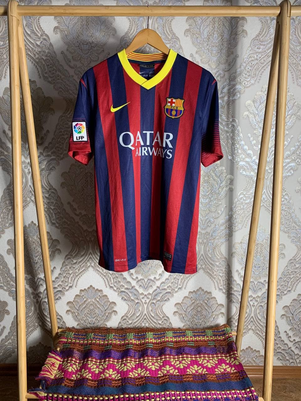 Pre-owned Nike X Soccer Jersey Vintage Nike Fc Barcelona Messi 10 Soccer Jersey Y2k Drill In Blue
