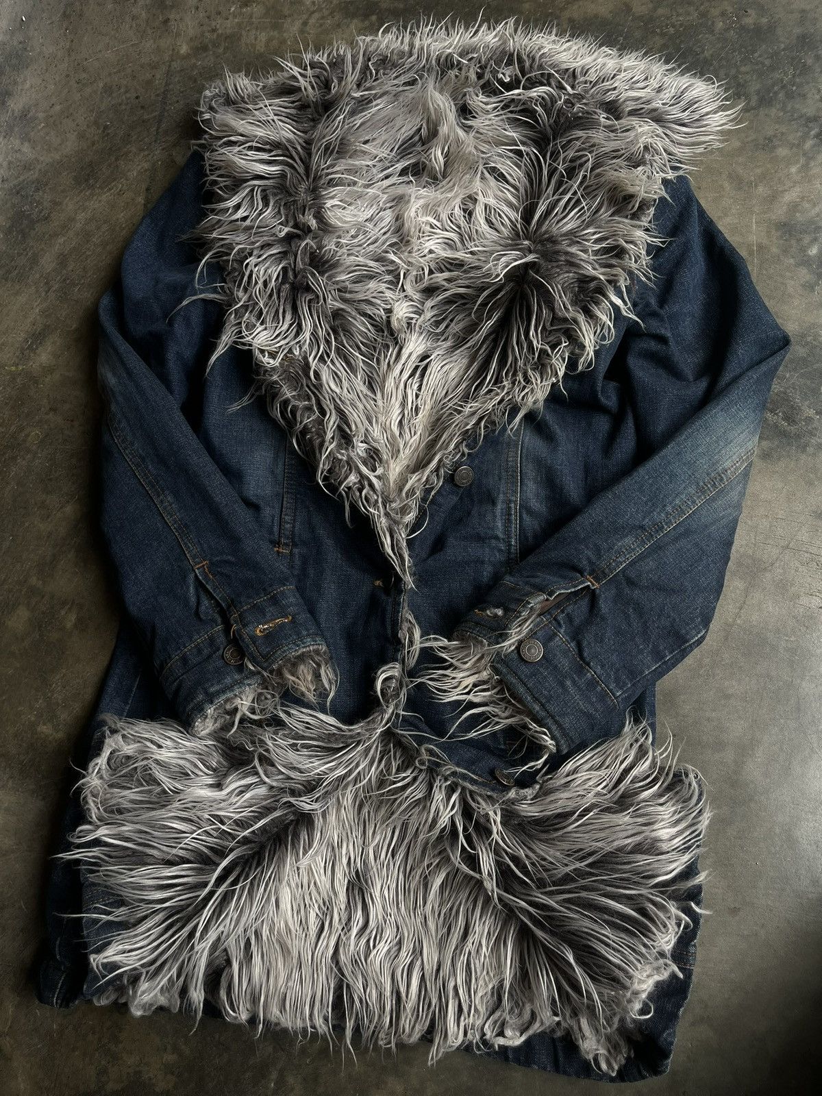 Isamu Katayama Backlash JAPANESE 2000’s CRAZY FUR DENIM JACKET VKEI GOTHIC STYLE Size US S / EU 44-46 / 1 - 6 Thumbnail