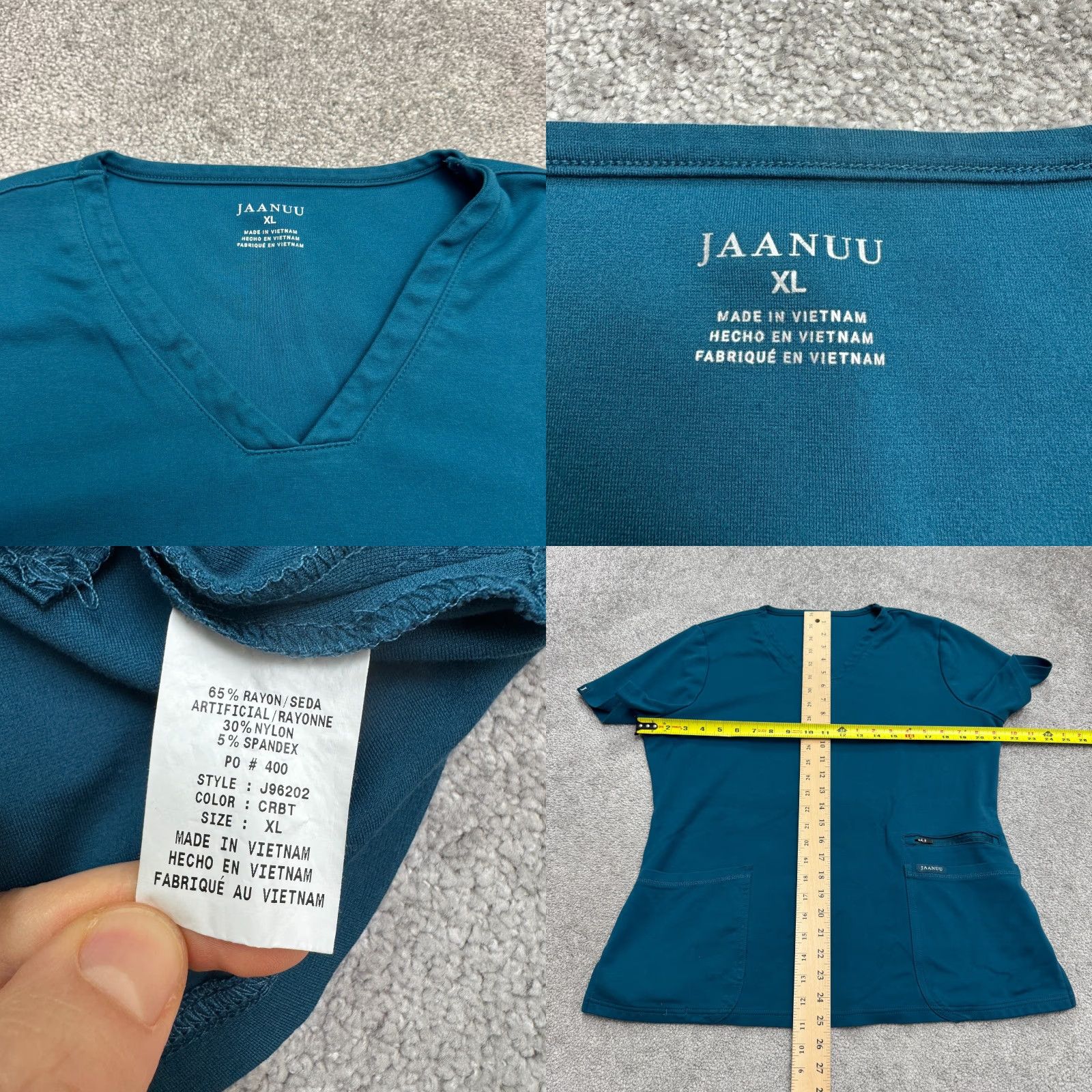 Altea Jaanuu Scrub Top Womens XL Teal Blue Gold Zip V-Neck Medical Uniform Workwear Size XL / US 12-14 / IT 48-50 - 8 Thumbnail