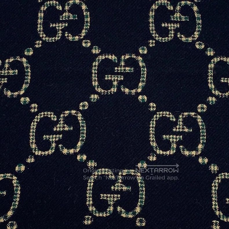Gucci Gucci Black logo jacquard full-print wool tassel scarf Size ONE SIZE - 3 Thumbnail
