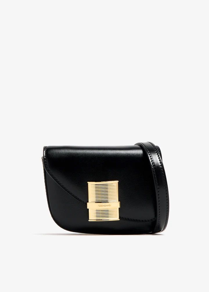Salvatore Ferragamo Black Salvatore Ferragamo Fiamma Mini Leather Crossbody Bag Size ONE SIZE - 1 Thumbnail