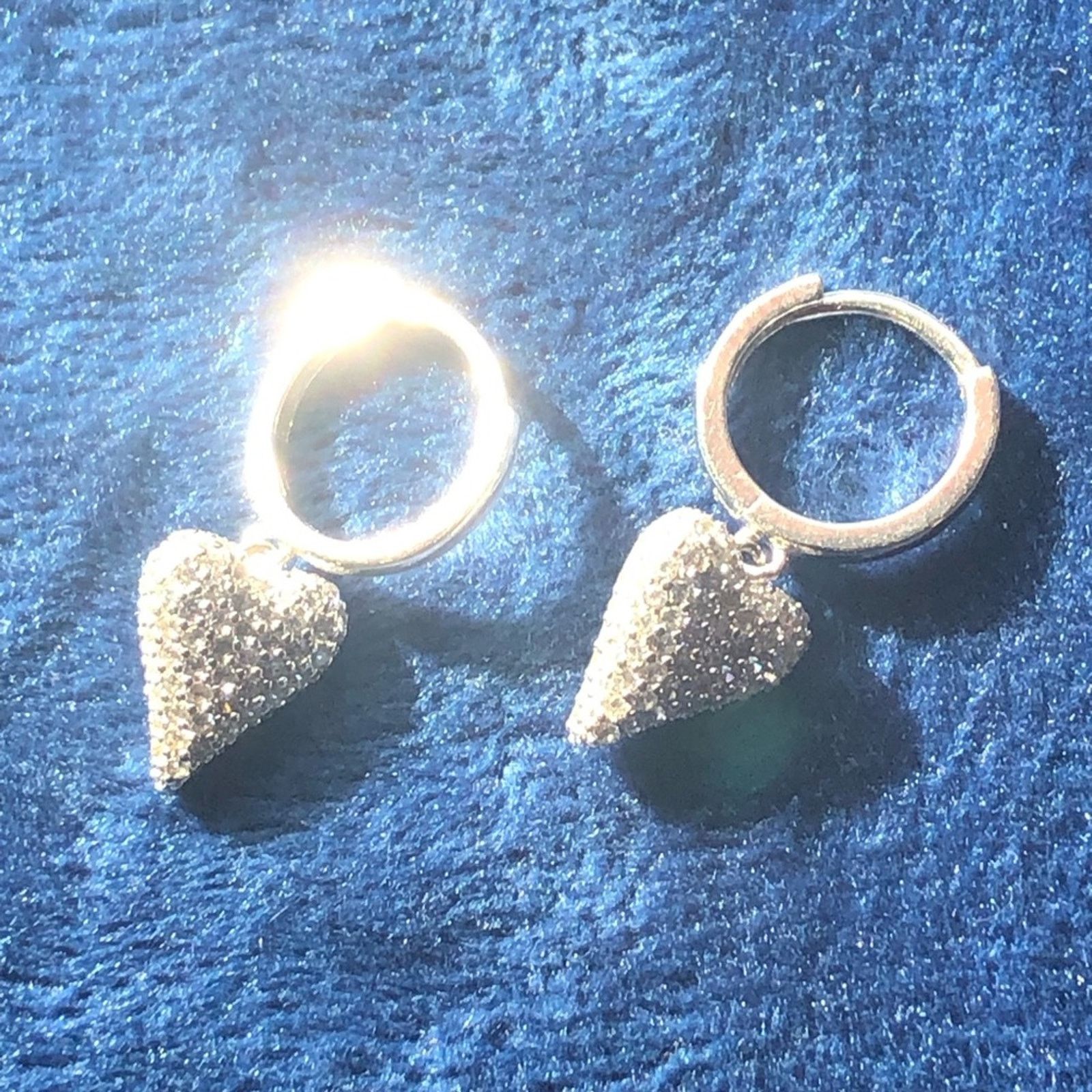 Other Pave CZ 925 sterling silver huggie dangle earrings Size ONE SIZE - 2 Thumbnail