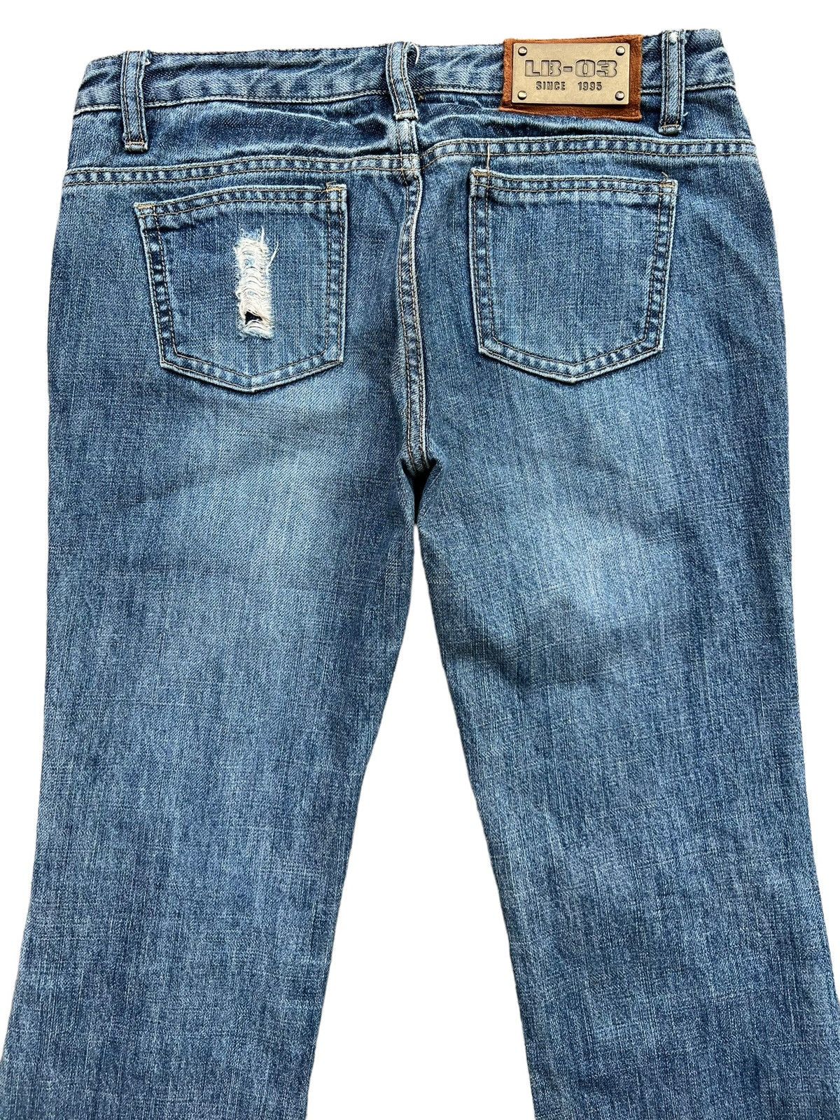 Japanese Brand LB-03 Japan Ripped Distressed Flare Denim Jeans 29x Size 29" - 5 Thumbnail