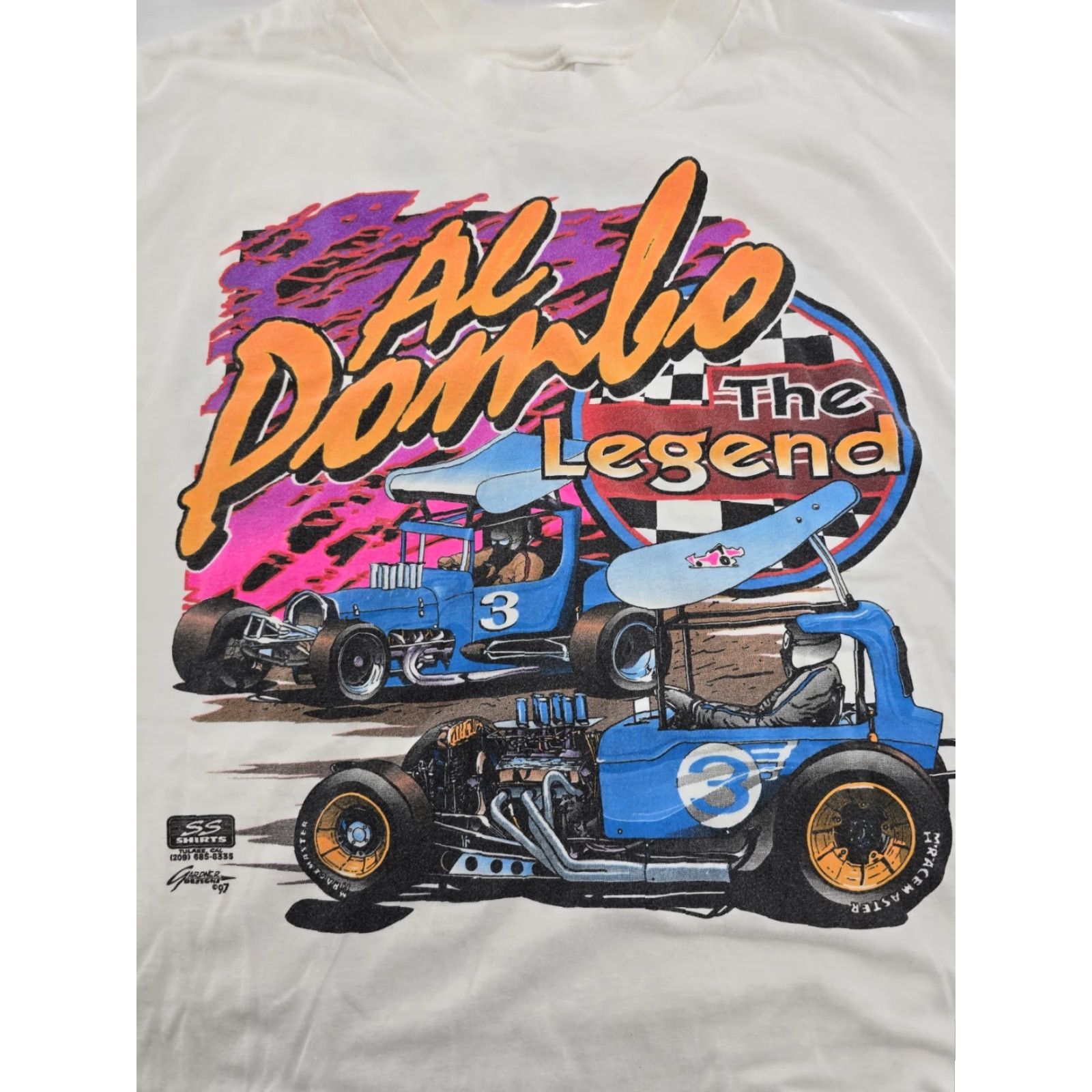 Gildan VINTAGE AL DOMBO the Legend T-Shirt 2XL White Cotton Polyester Mens 1997 Front Back Graphic (Classic) Size US XXL / EU 58 / 5 - 4 Thumbnail