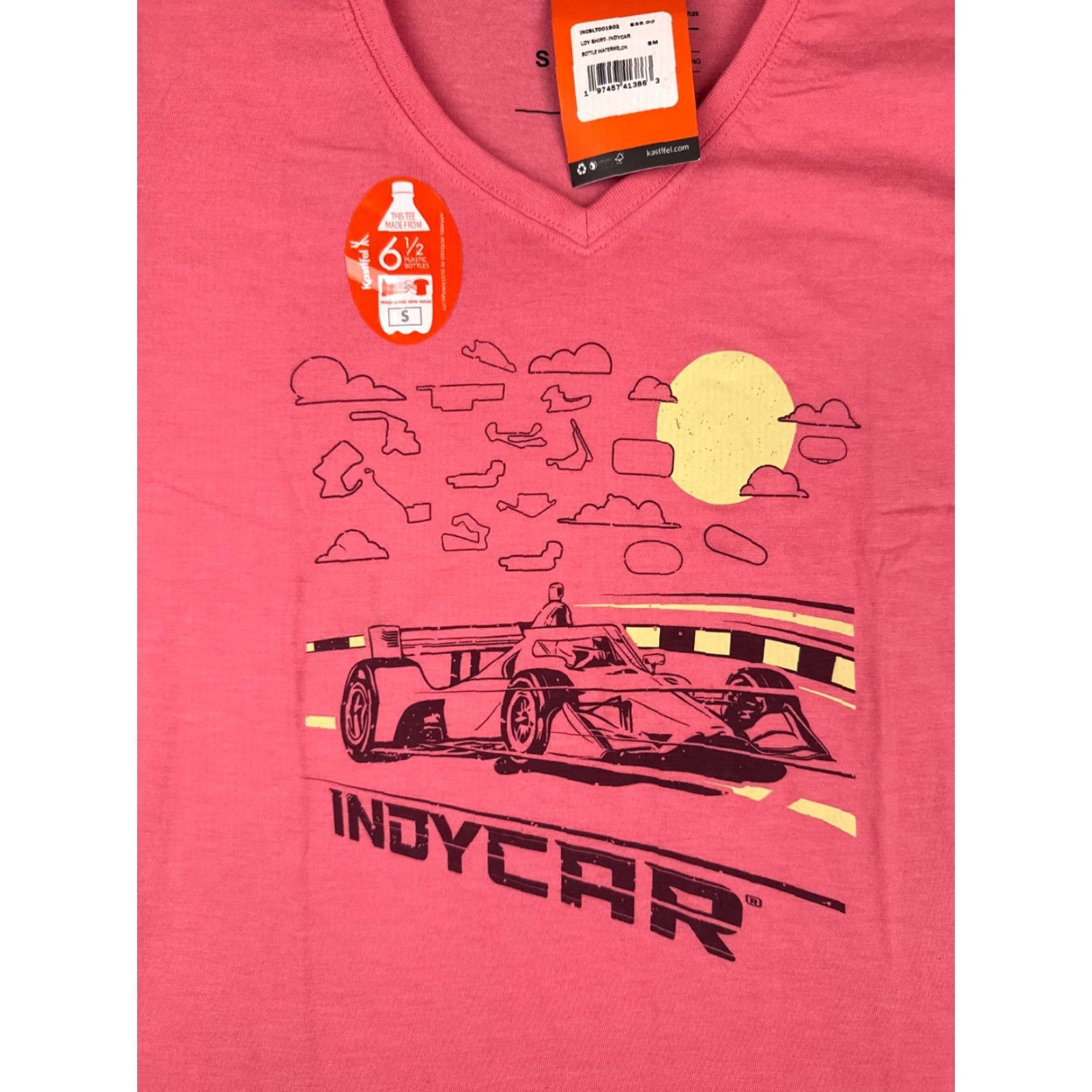 Pinko Kastfel Indycar Shirt Womens Small Pink Indy Racing Short Sleeeve V-Neck Polycotton Tag T-Shirt Casual Size S / US 4 / IT 40 - 6 Thumbnail