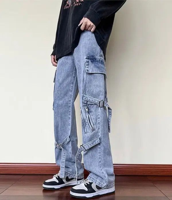 VIBE Mens Blue Cargo Baggy Jeans Size US 32 / EU 48 - 2 Thumbnail