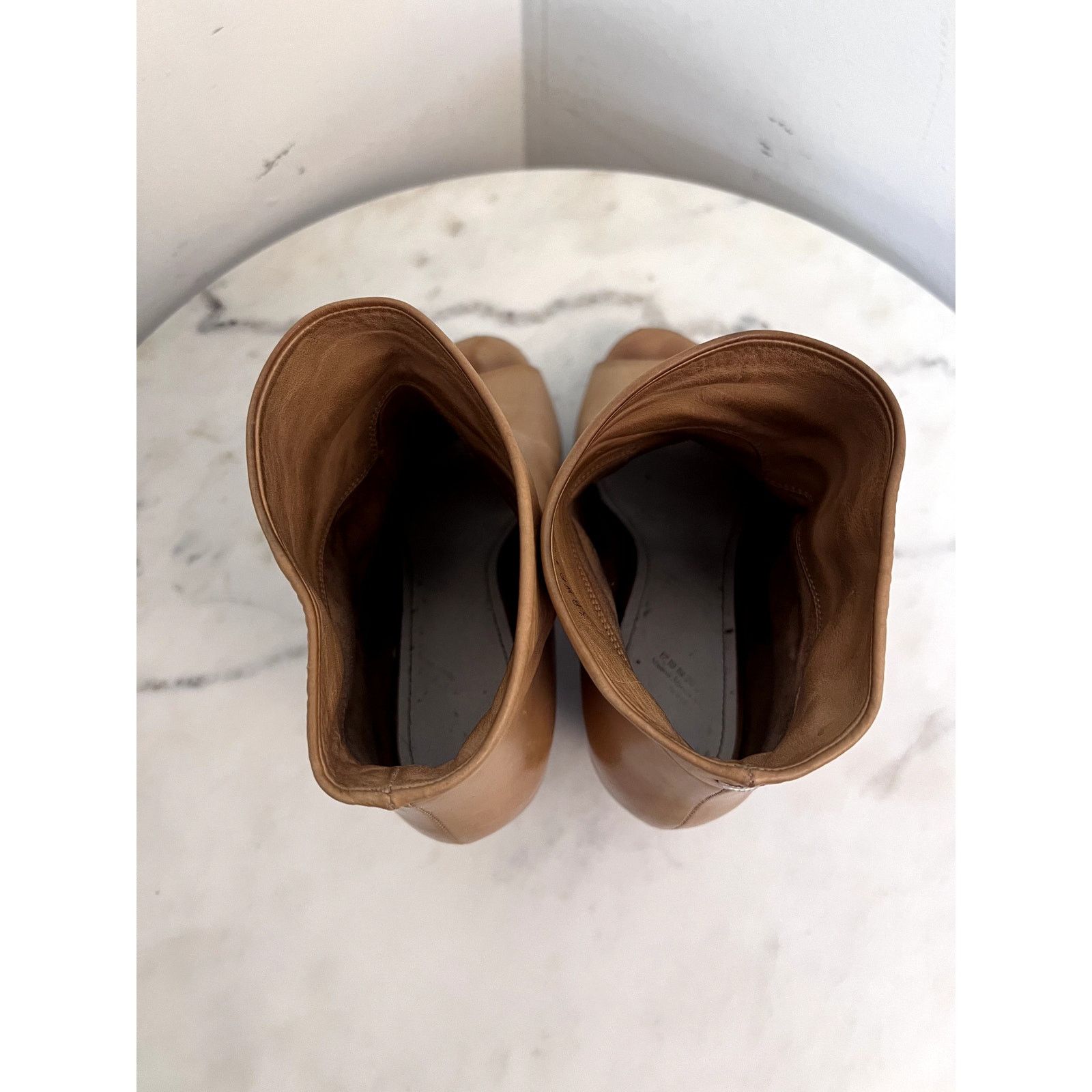 Maison Margiela VINTAGE Margiela Line 22 Tan Leather Open Toe Booties EU37.5 Size US 7.5 / IT 37.5 - 4 Thumbnail
