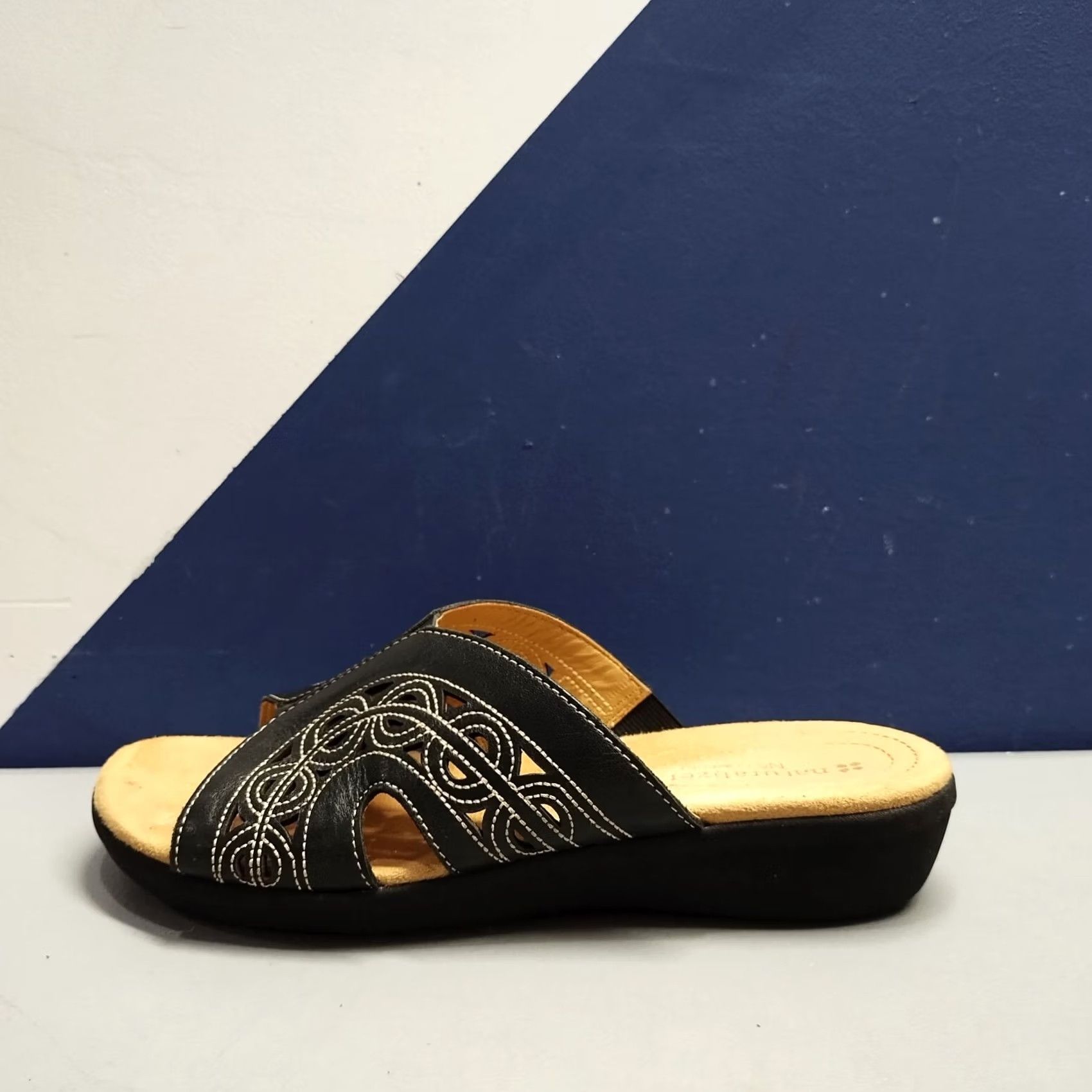 Naturalizer Naturalizer N5 Comfort Slide Sandals Women US 7.5 Black Tan Wedge Slip On Size US 8 / IT 38 - 6 Thumbnail