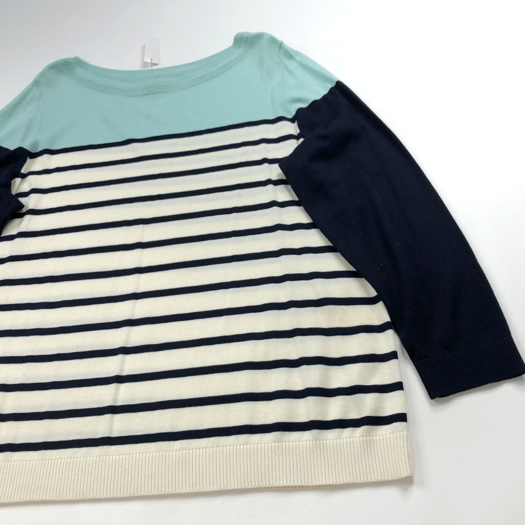 Talbots Talbots Plus NEW Plus 2X Lightweight Boat Neck Pullover Sweater Blue Ivory Striped Knit Pullover Casual Womens 2X Lightweight Pullover Sweater Size XXL / US 16-18 / IT 52-54 - 2 Thumbnail
