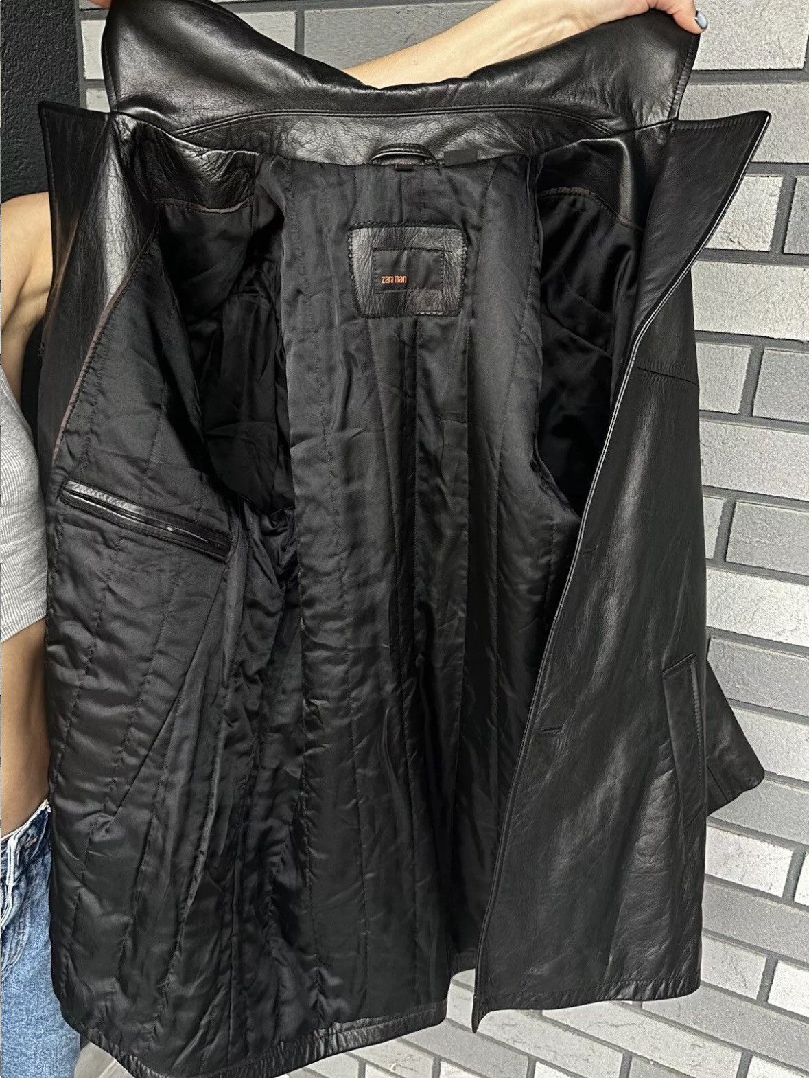 Vintage × Zara Vintage ZARA man oversized Leather Jacket Coat Black Size L Size US L / EU 52-54 / 3 - 11 Thumbnail