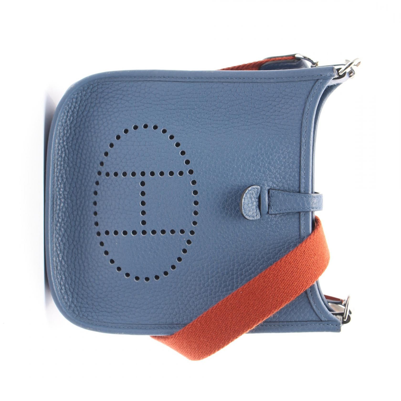 Hermes Hermes Evelyne Tpm Taurillon Clemence Shoulder Bag Leather Crossbody Bag Stamp X (2016) in Blue, Women's