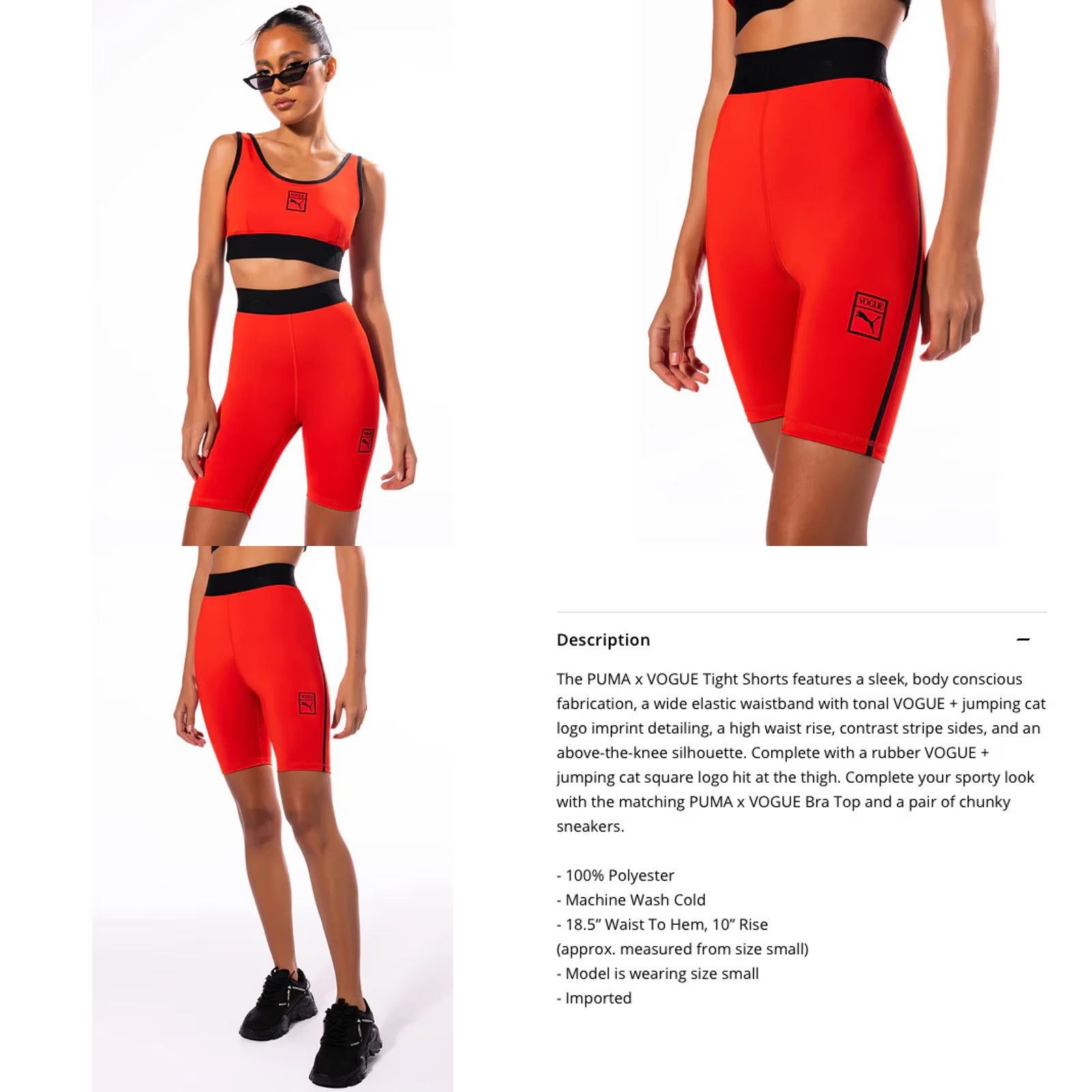 Puma PUMA Half Tights Womens XL Vogue Biker Shorts 8” Inseam Red Black Size 40" / US 18 - 8 Thumbnail
