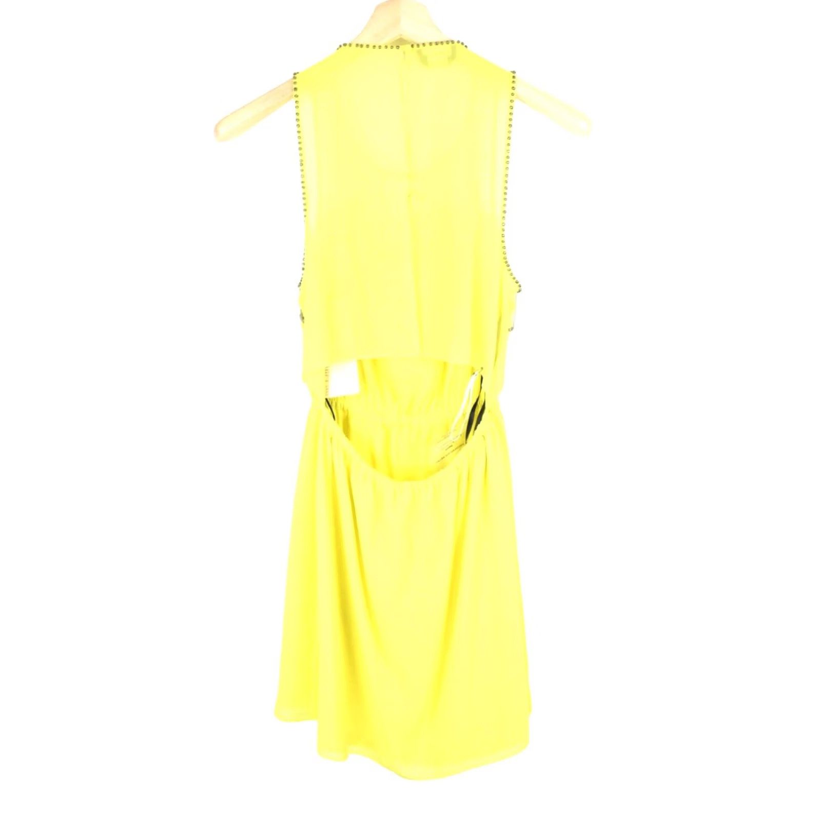 Bebe BEBE Dress Women's SMALL Sleeveless Beaded Neon Yellow Size S / US 4 / IT 40 - 2 Thumbnail