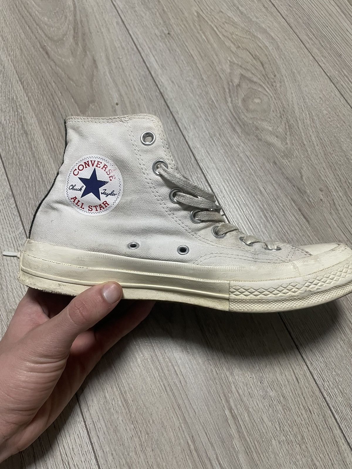 Comme des Garcons Comme des Garçons Play Converse Chuck Taylor White Sneakers Size US 6 / EU 39 - 17 Thumbnail