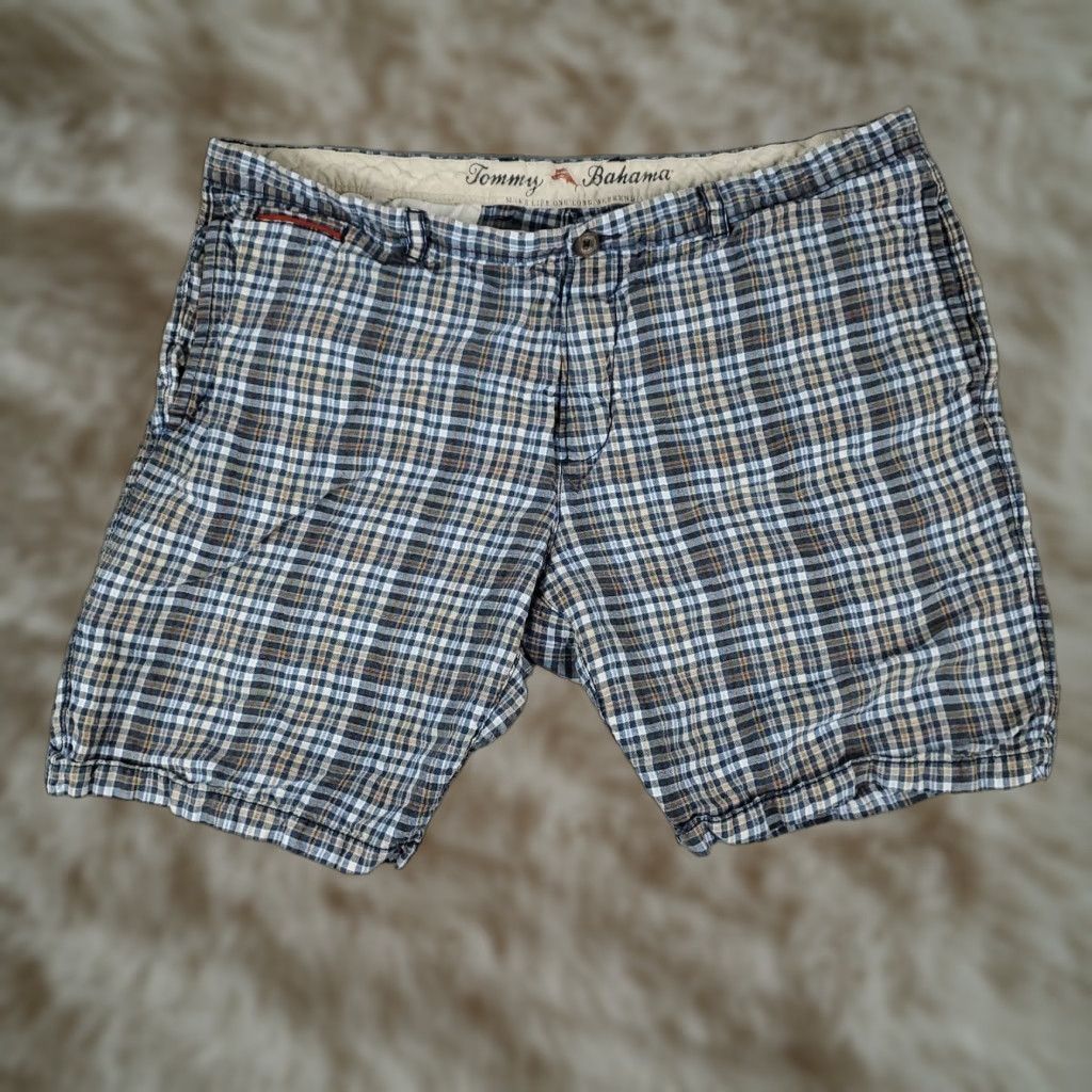 Tommy Bahama VINTAGE Tommy Bahama Shorts Mens Size 42 Linen Flat Front Chino Blue Plaid Casual Size US 42 / EU 58 - 1 Thumbnail