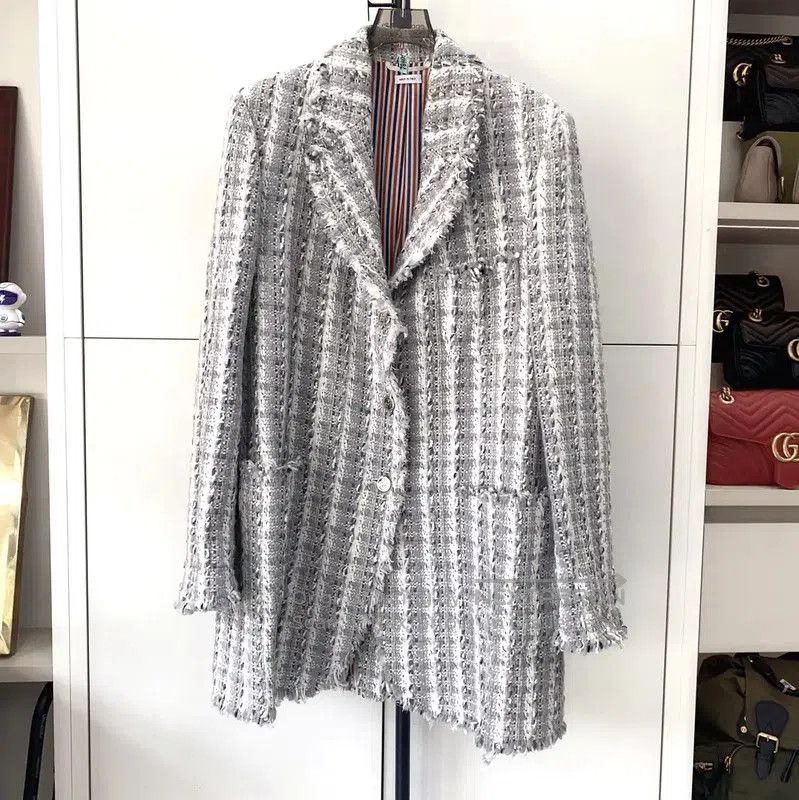 Thom Browne Thom Browne Gray Women's Overcoat Size L . Size L / US 10 / IT 46 - 1 Thumbnail