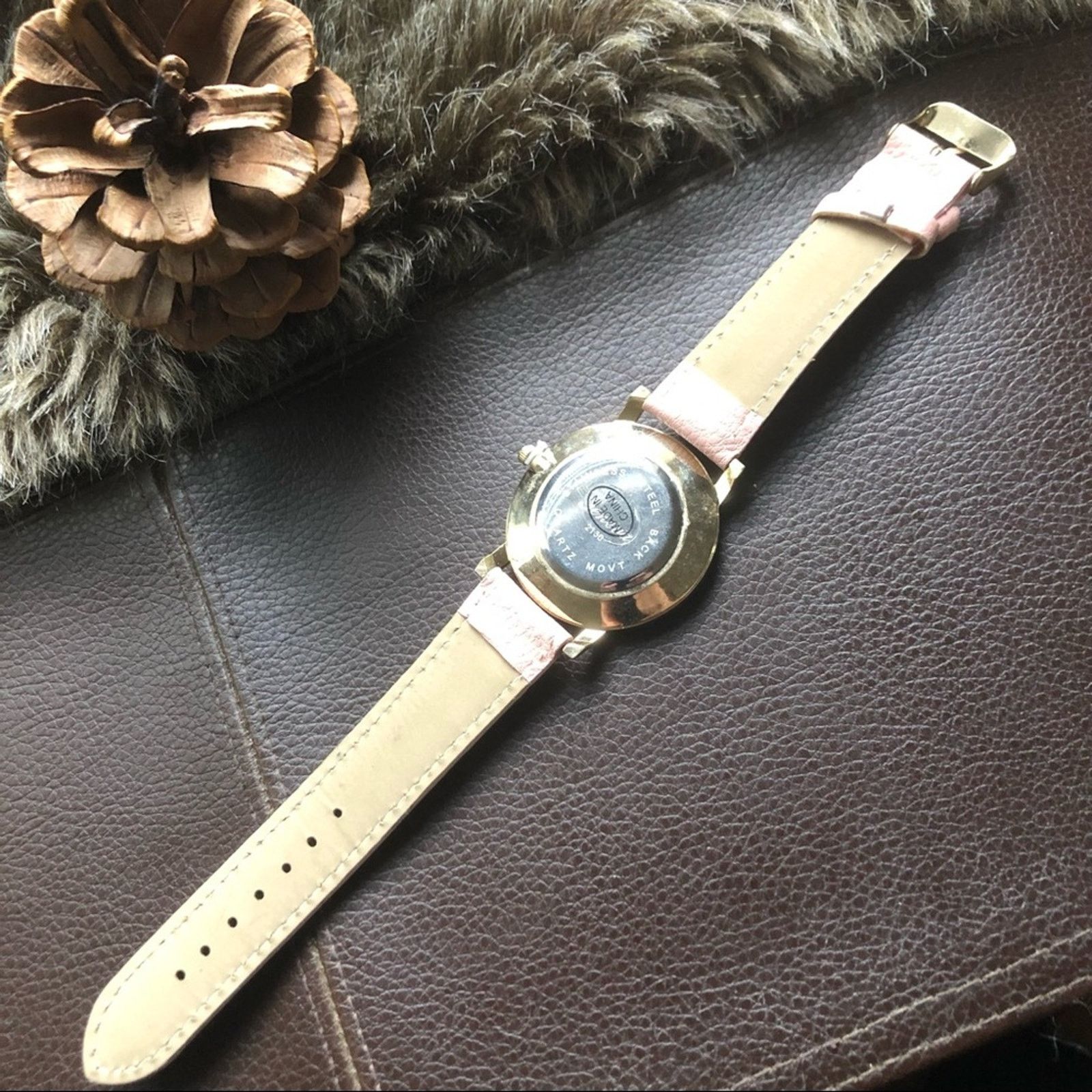 Geneva Ladies Geneva blush pink faux leather band watch Size ONE SIZE - 3 Thumbnail